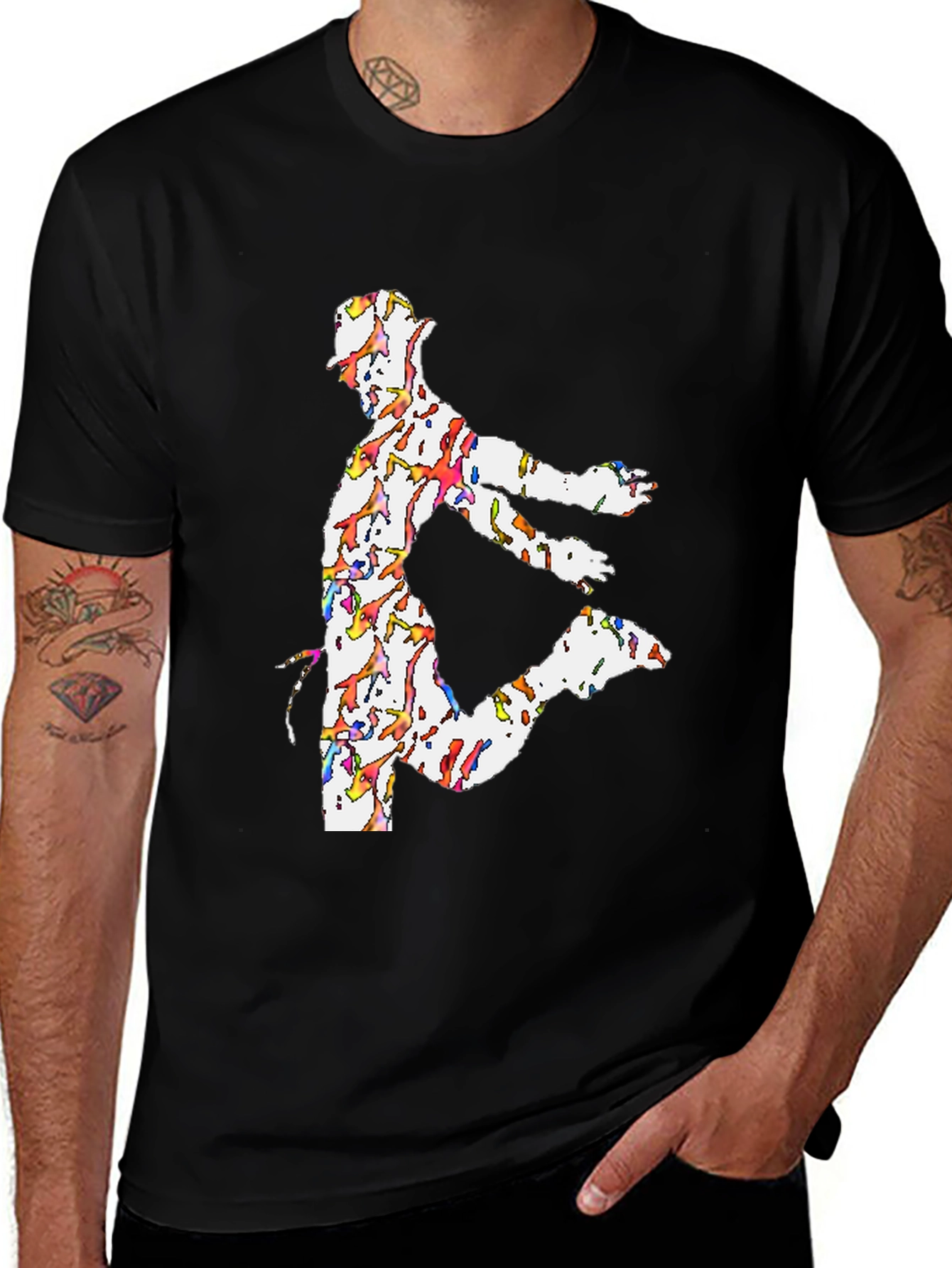 Dancing Man Graphic Tee - Black