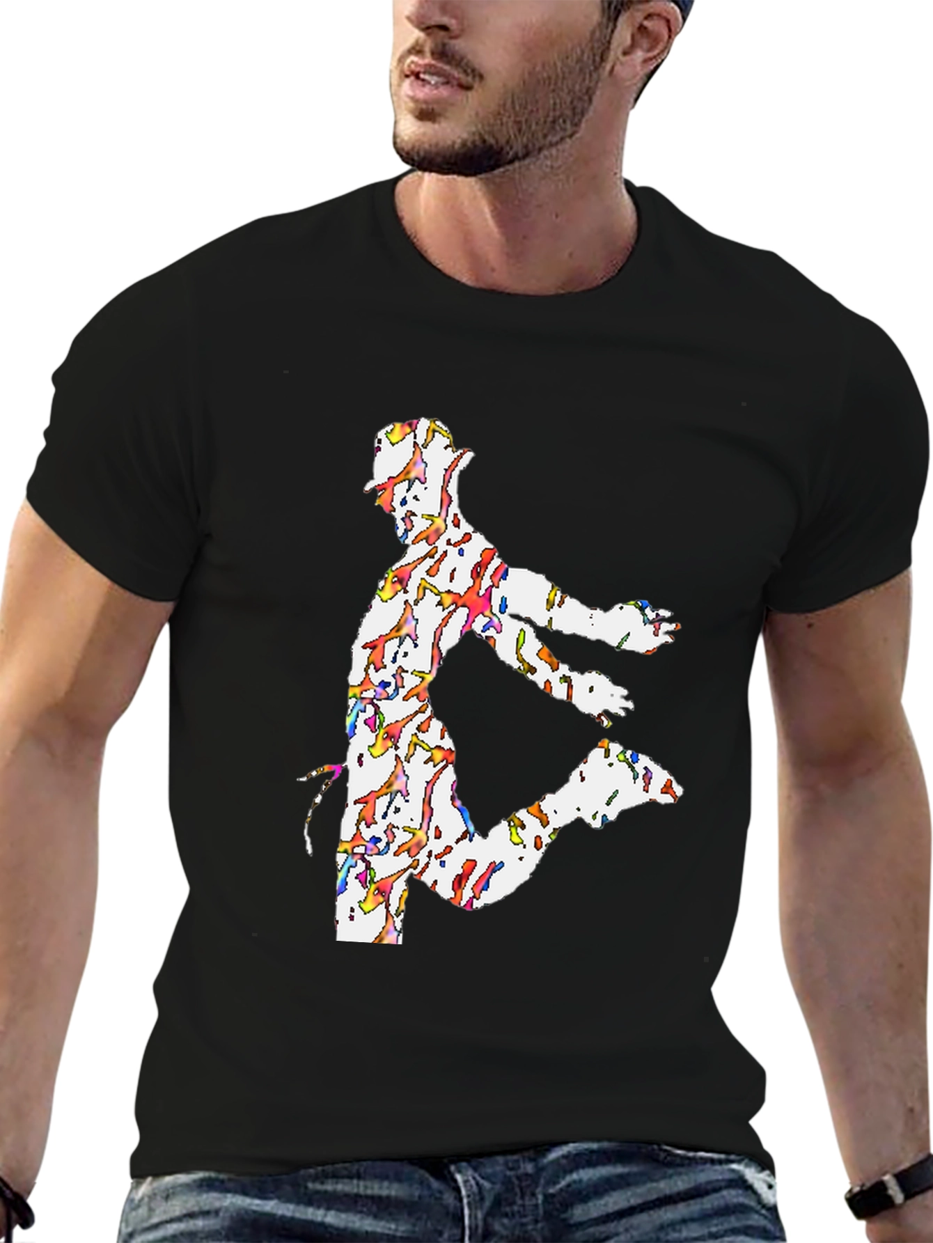 Dancing Man Graphic Tee - Black