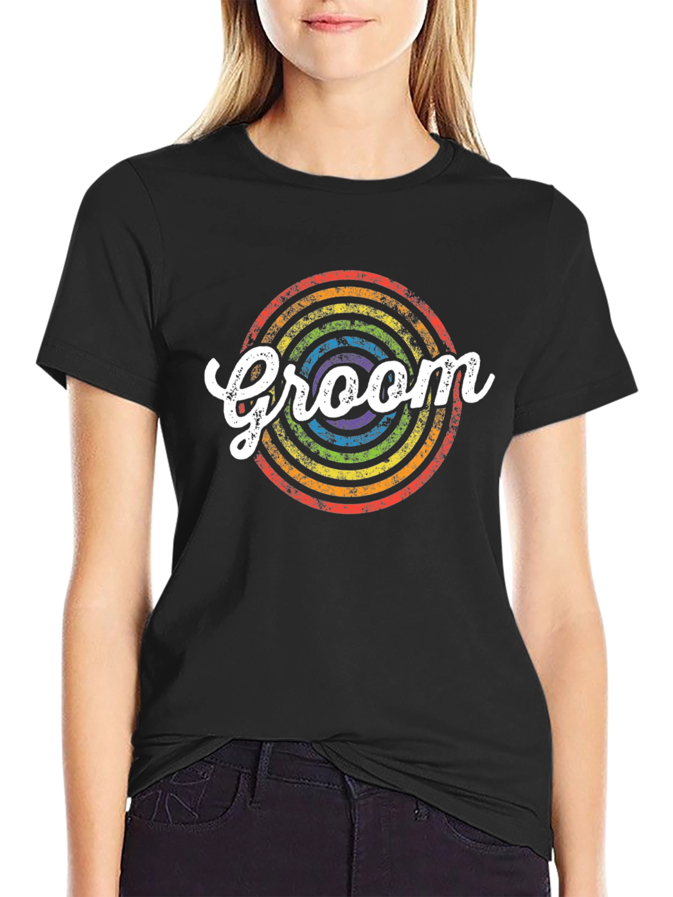 Groom Rainbow Circle Graphic Tee