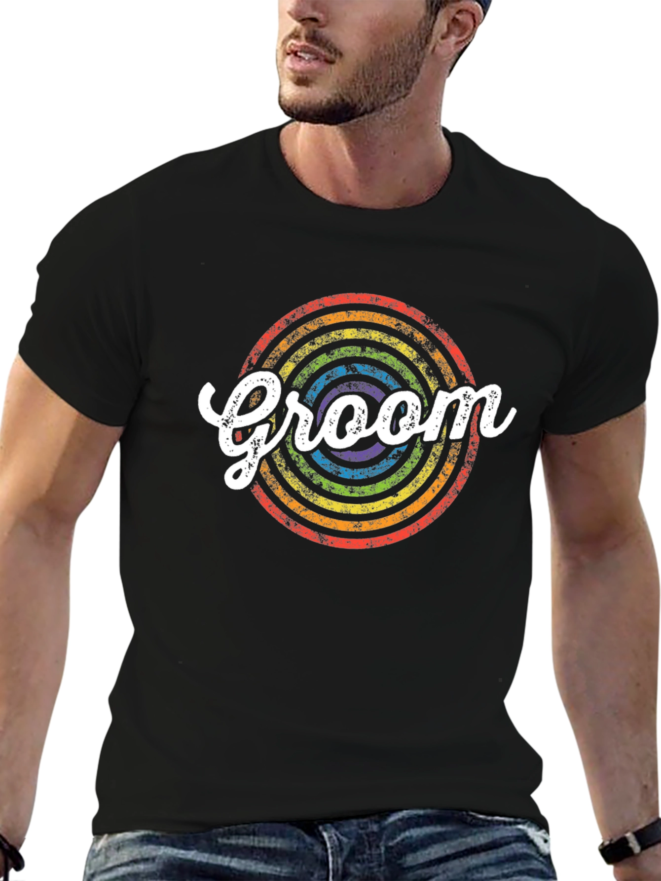 Groom Rainbow Circle Graphic Tee