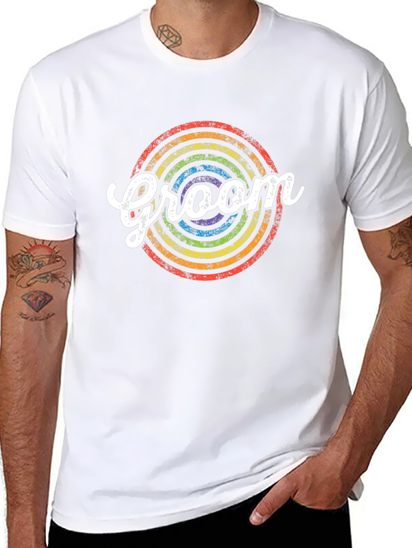 Groom Rainbow Circle Graphic Tee