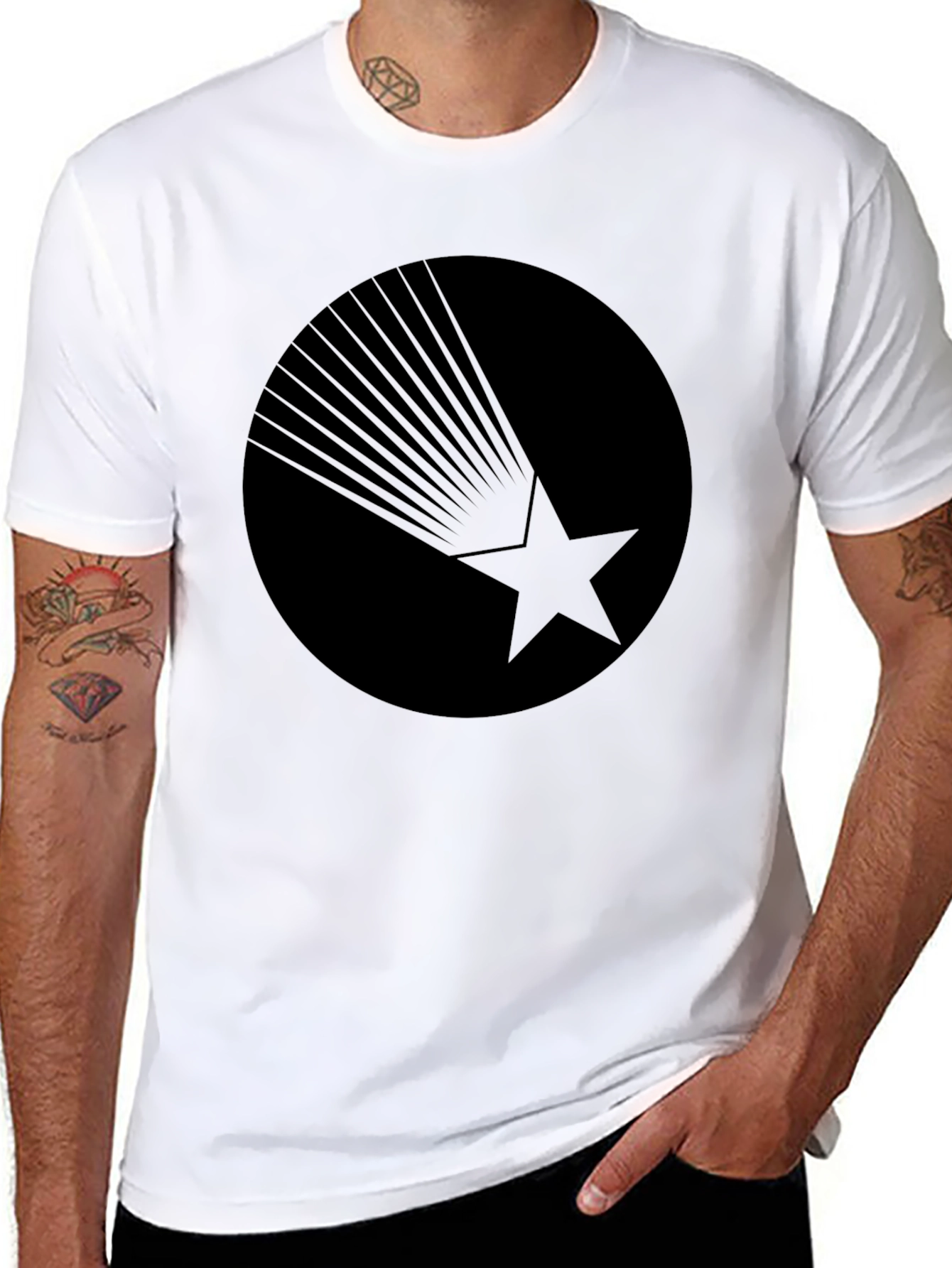 Black Graphic Tee - Starburst Design