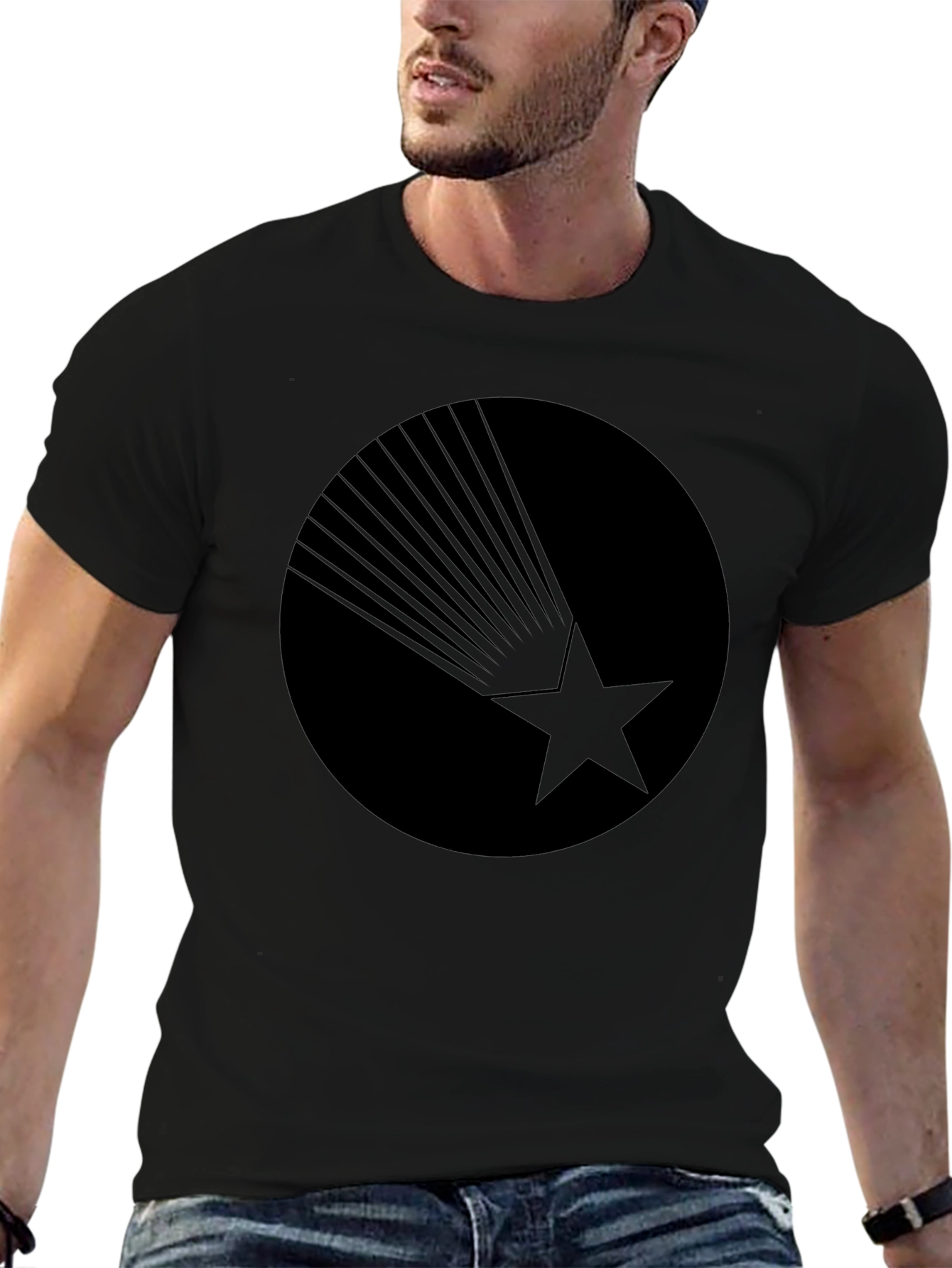 Black Graphic Tee - Starburst Design
