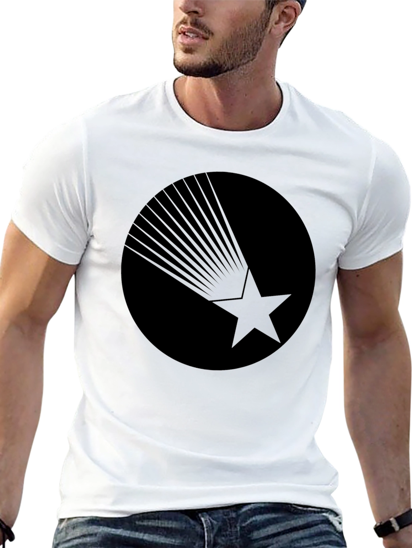 Black Graphic Tee - Starburst Design