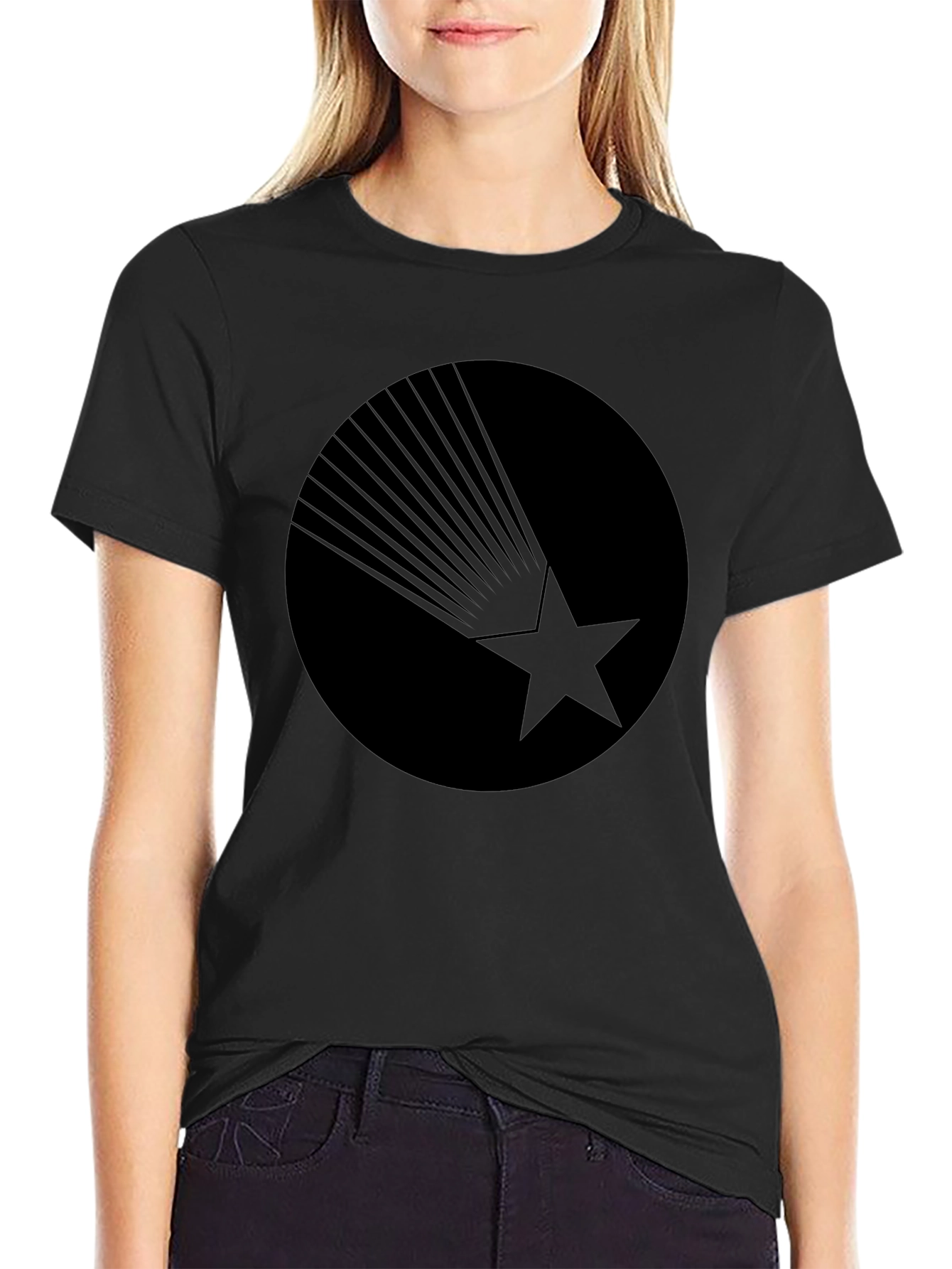 Black Graphic Tee - Starburst Design