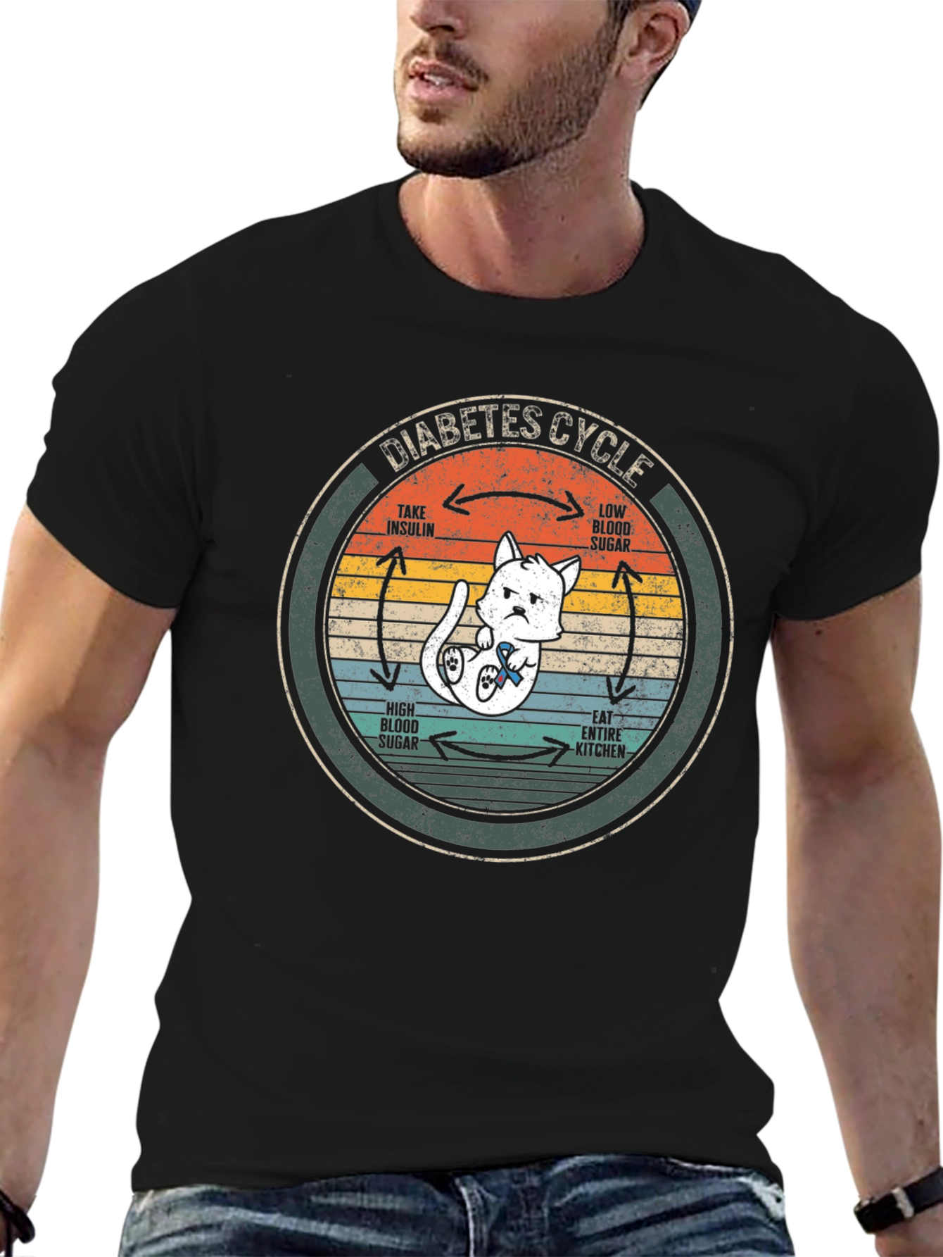 Diabetes Cycle Cat T-Shirt