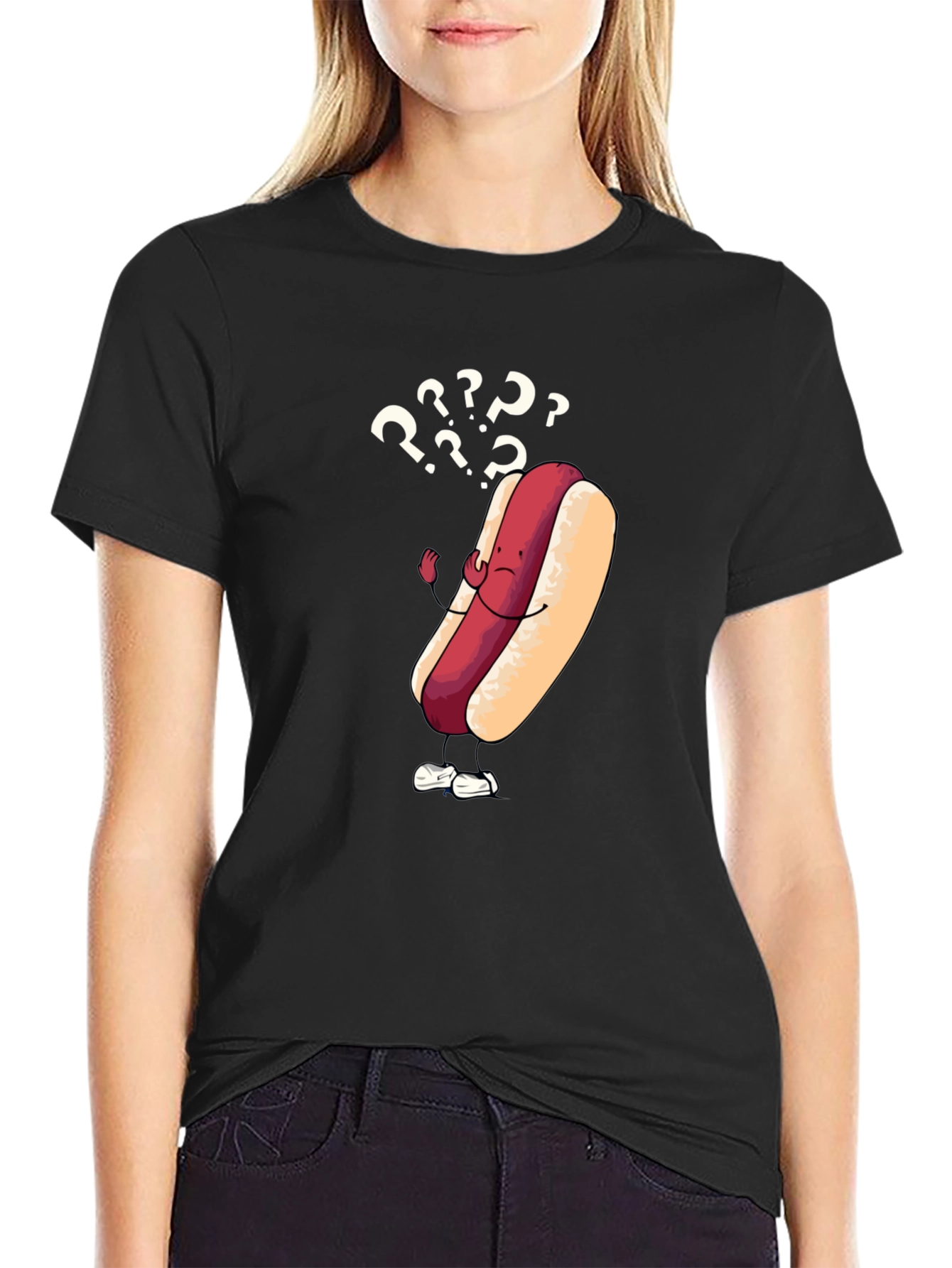 Confused Hot Dog Graphic T-Shirt