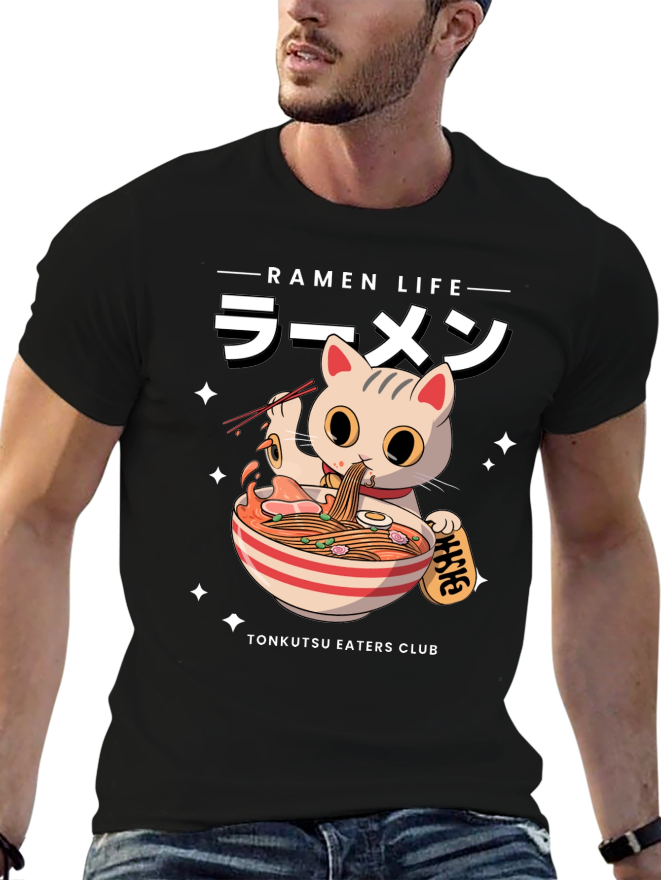 Ramen Cat Graphic T-Shirt - Tonkutsu Eaters Club