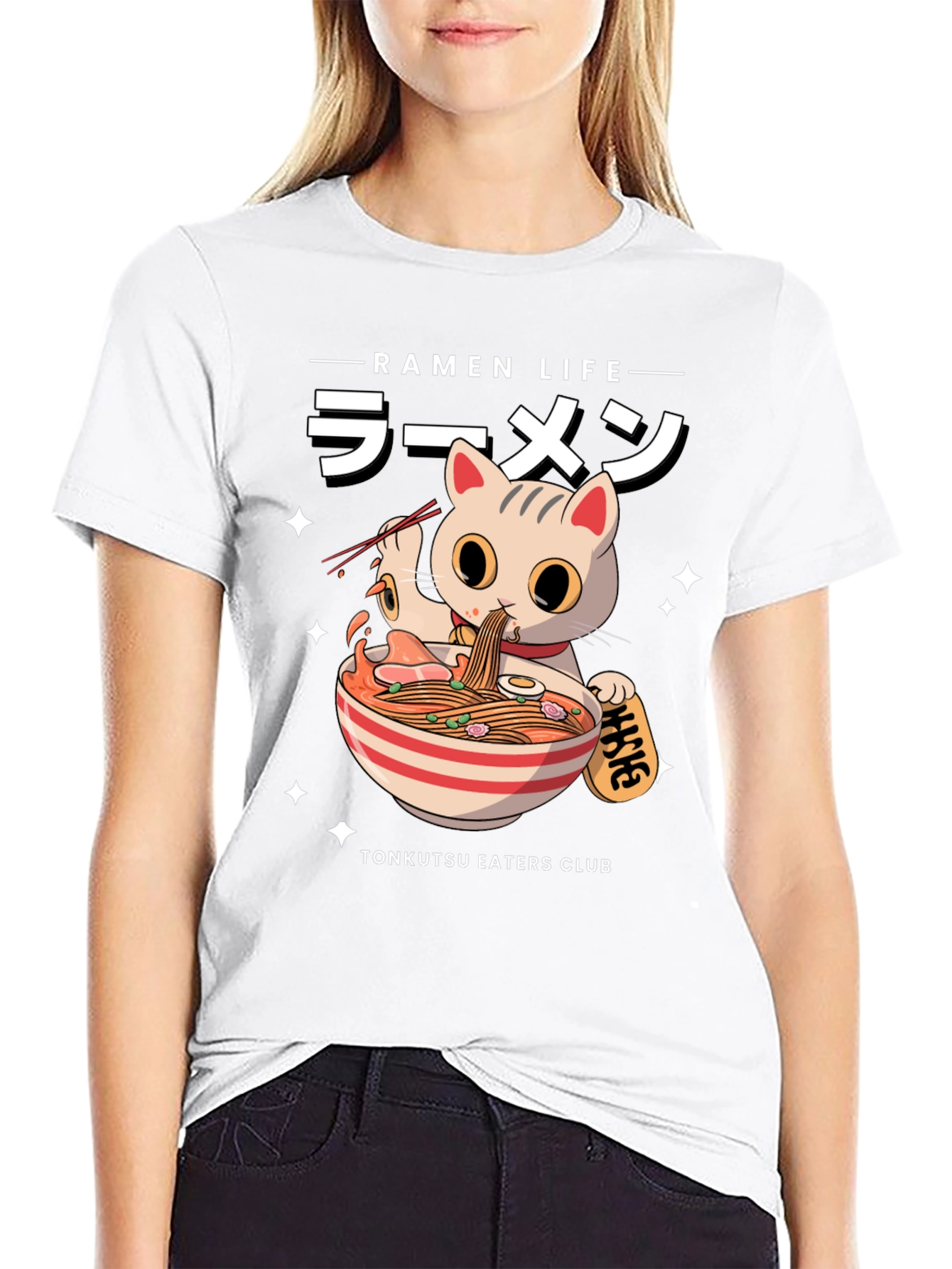 Ramen Cat Graphic T-Shirt - Tonkutsu Eaters Club