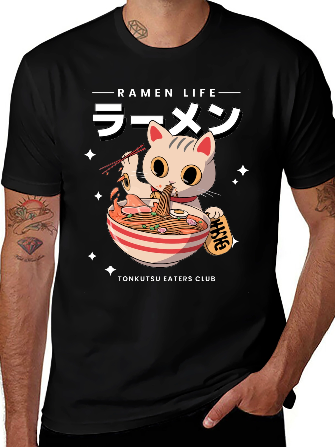 Ramen Cat Graphic T-Shirt - Tonkutsu Eaters Club