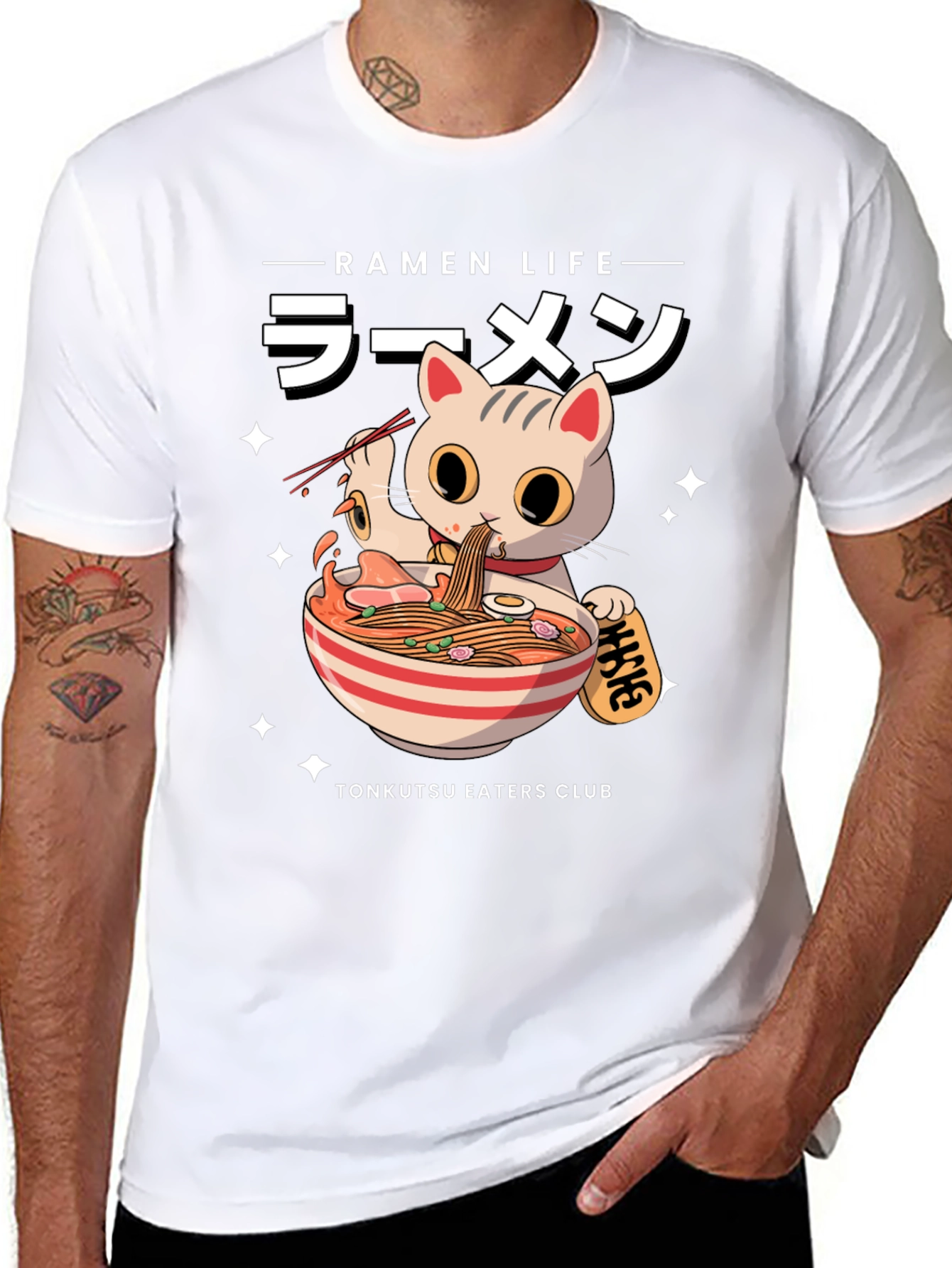 Ramen Cat Graphic T-Shirt - Tonkutsu Eaters Club