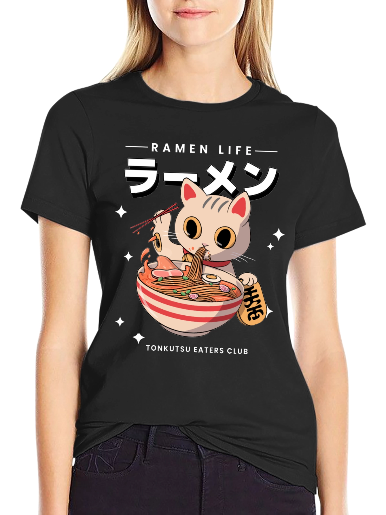 Ramen Cat Graphic T-Shirt - Tonkutsu Eaters Club
