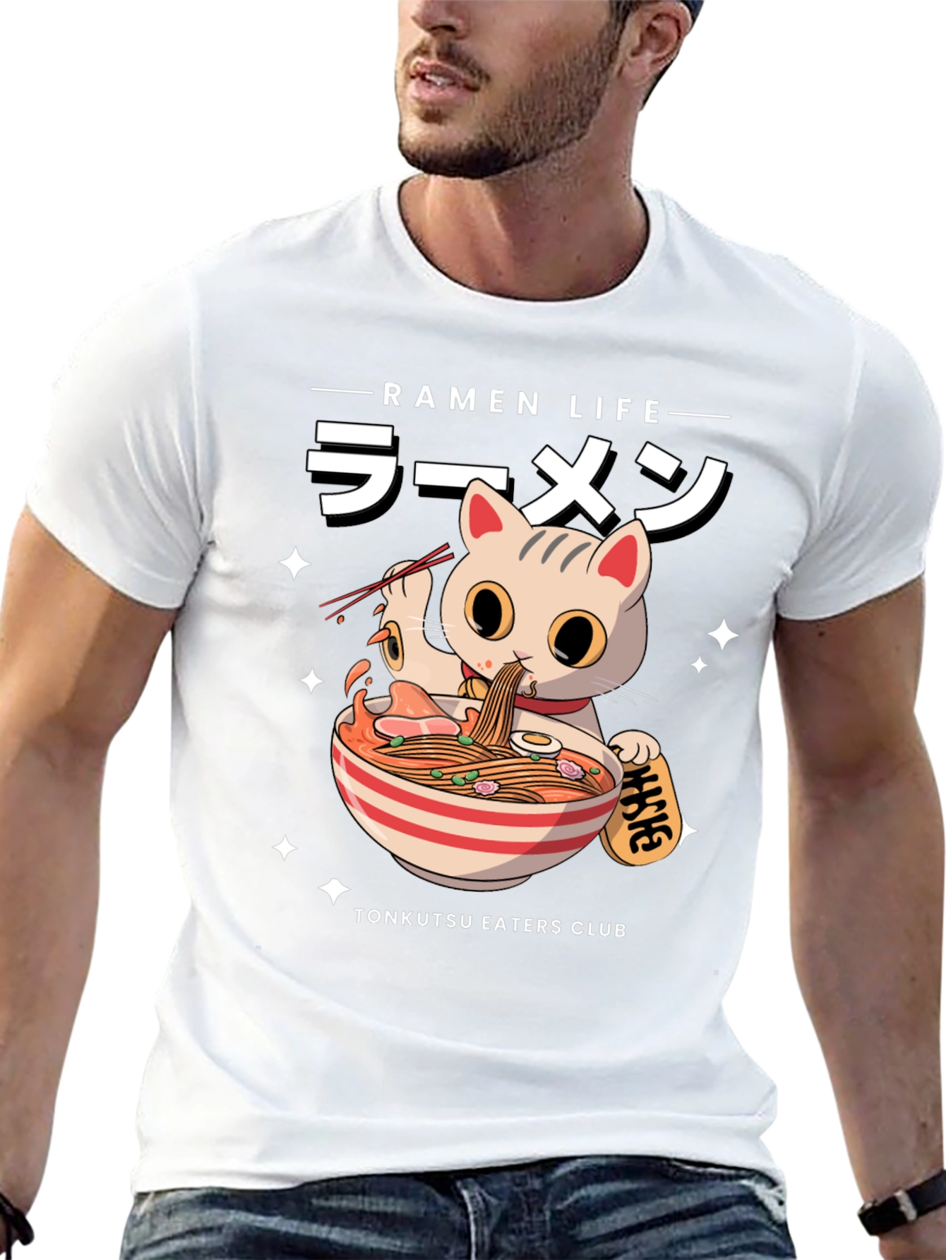 Ramen Cat Graphic T-Shirt - Tonkutsu Eaters Club
