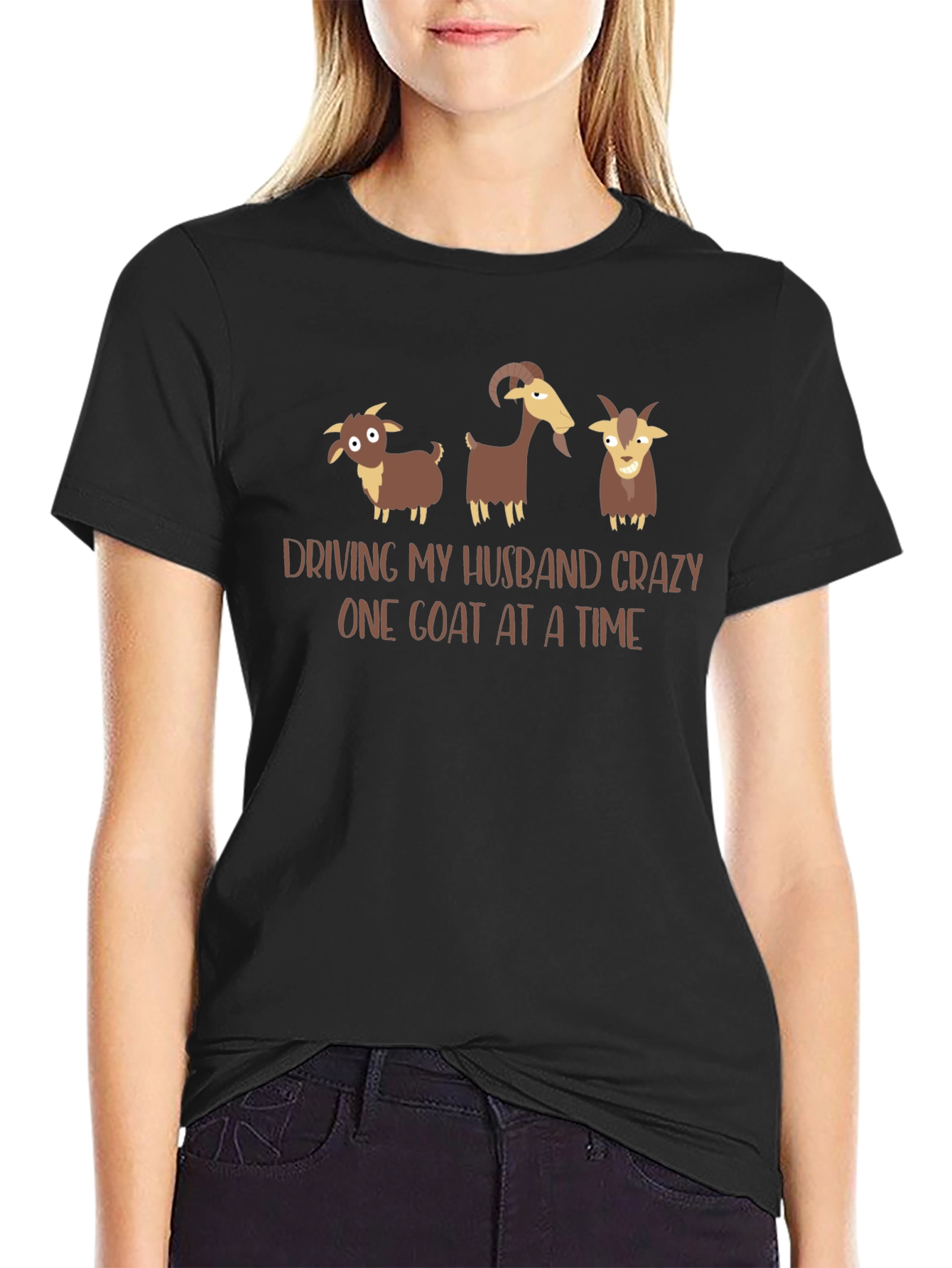 Driving My Husband Crazy Goat T-Shirt