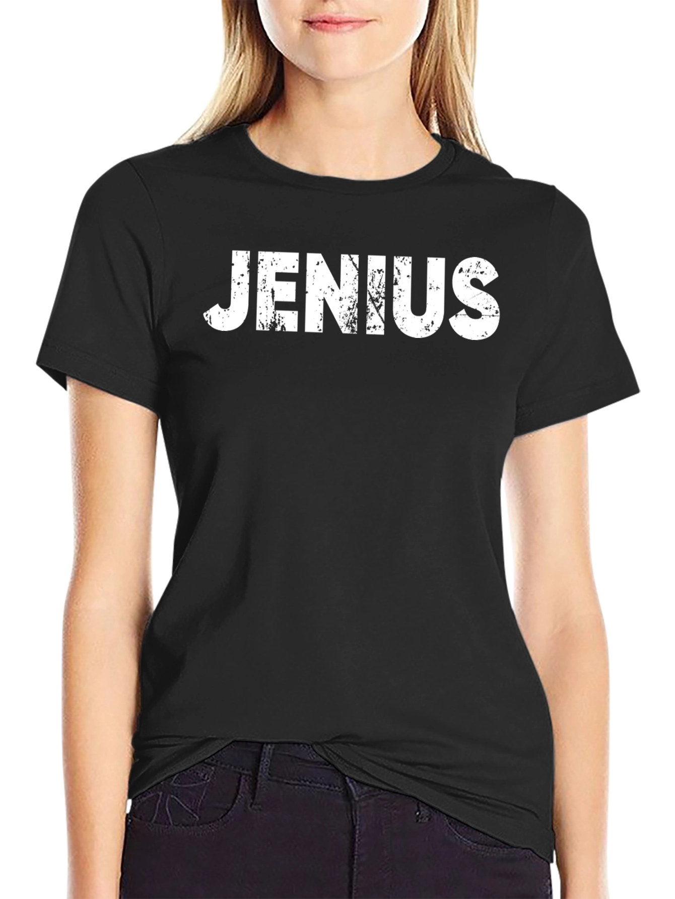 Jenius Graphic T-Shirt - Black Crew Neck Tee