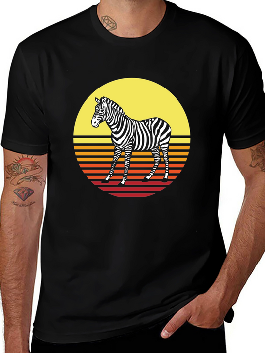 Retro Zebra Graphic Tee - Sunset Style