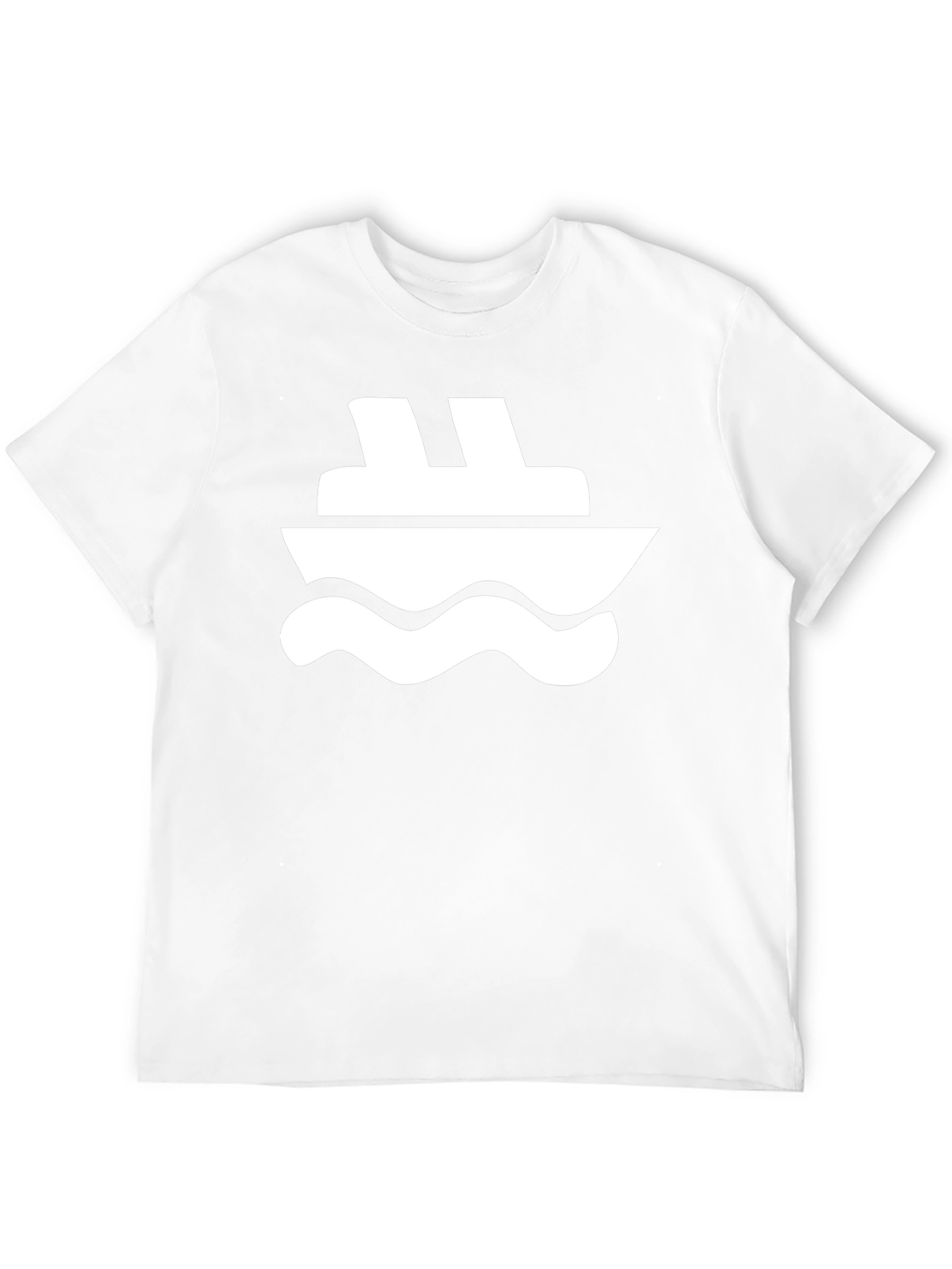 Black T-Shirt with White Boat Graphic