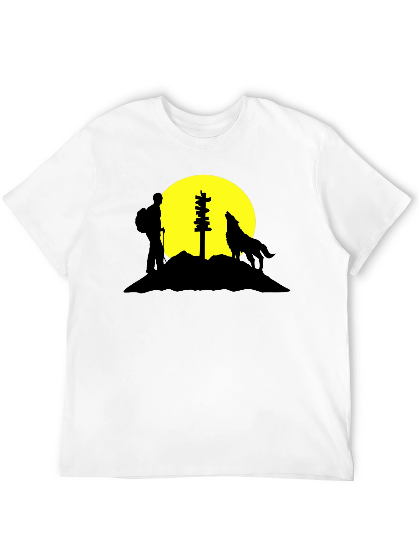 Hiker & Wolf Silhouette Graphic Tee