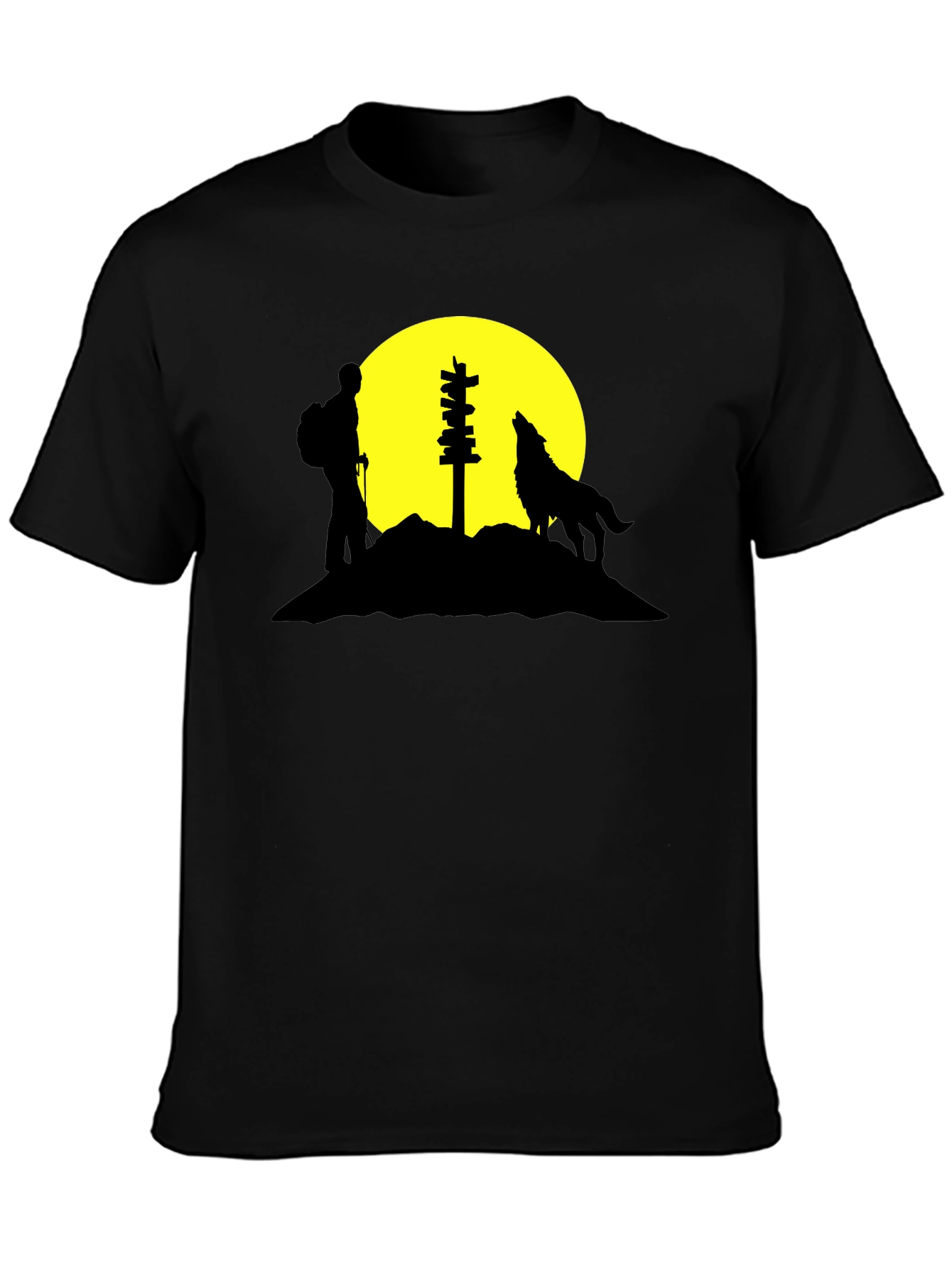 Hiker & Wolf Silhouette Graphic Tee
