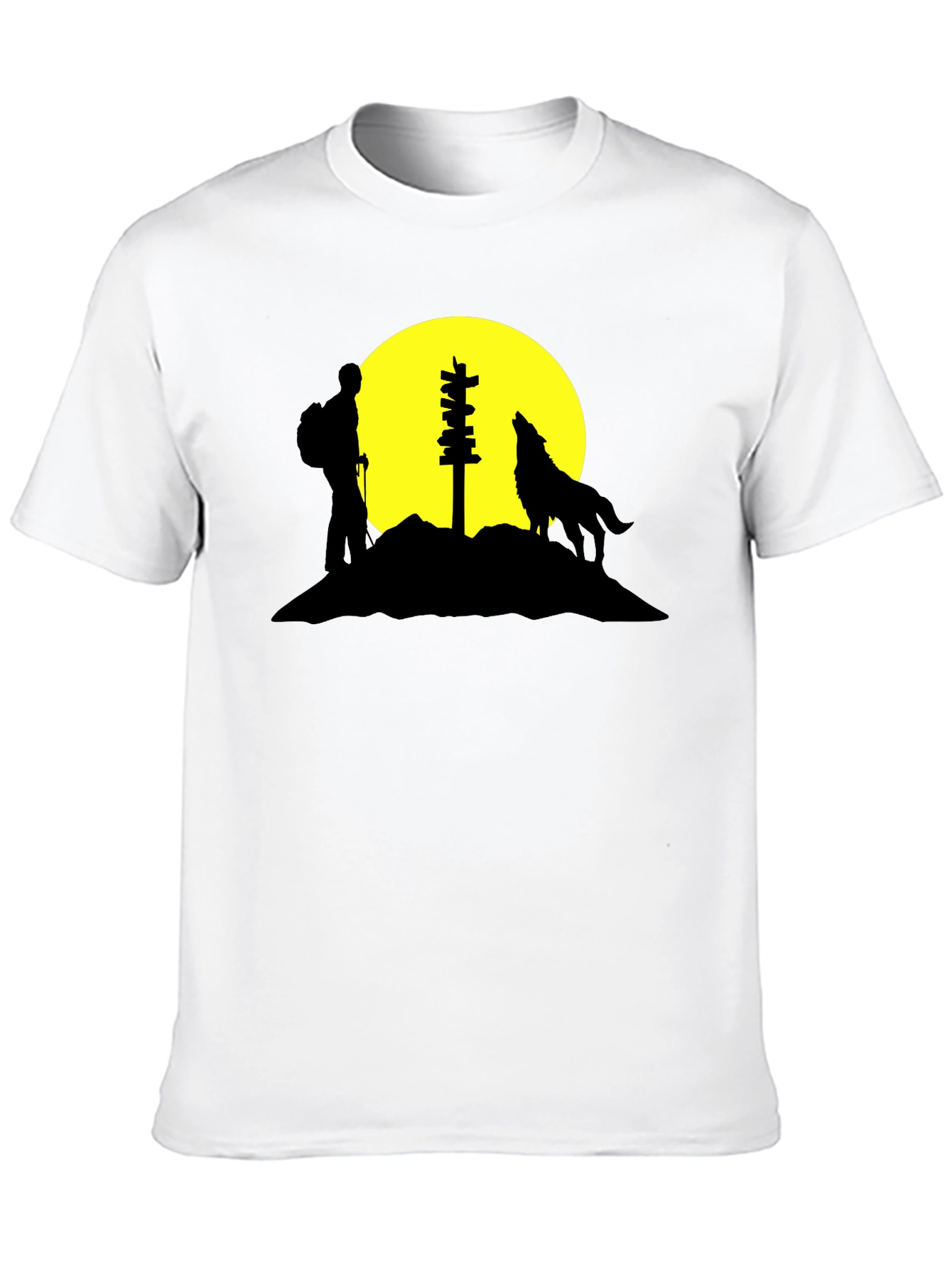 Hiker & Wolf Silhouette Graphic Tee