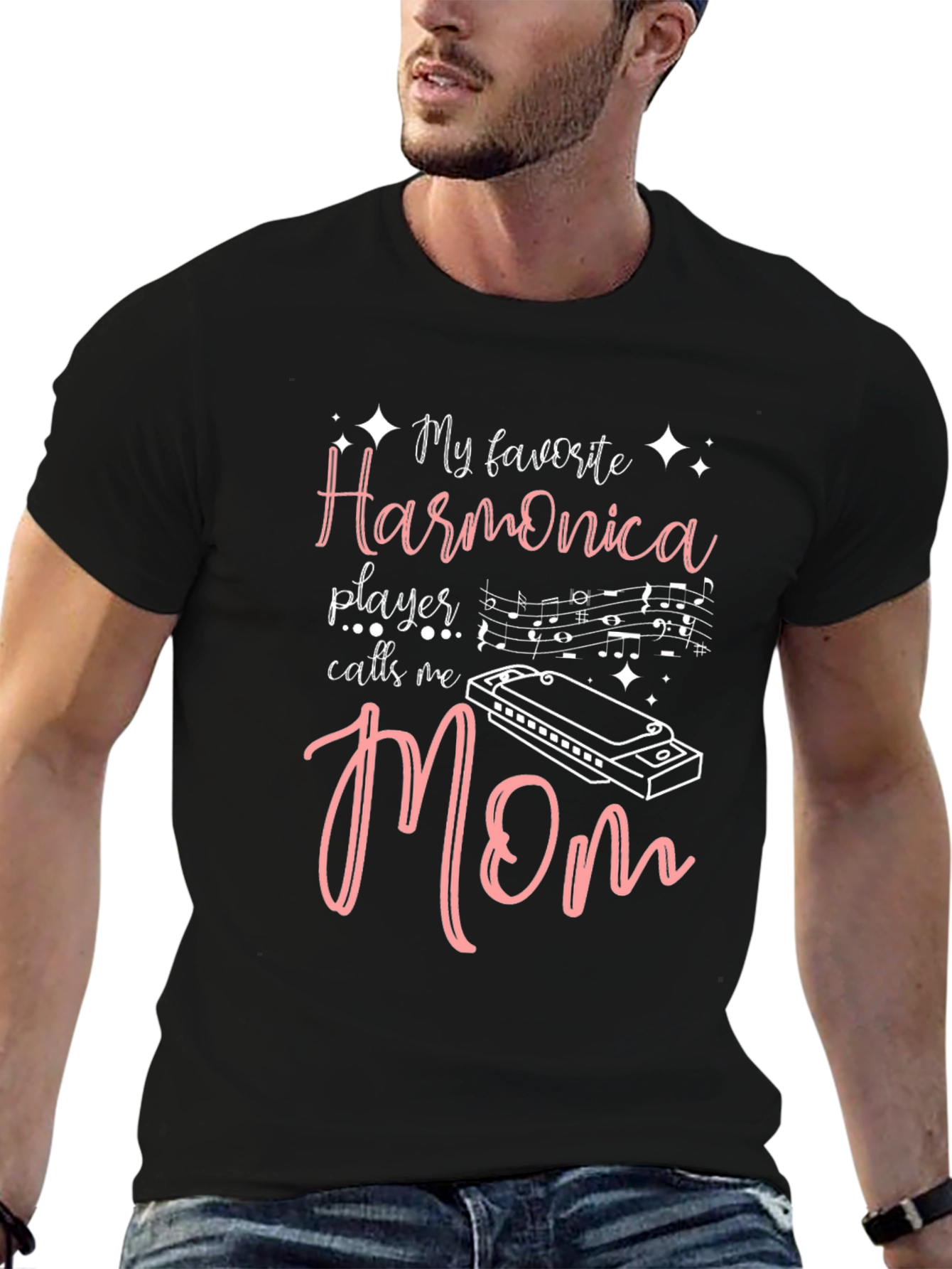 Harmonica Player Mom Black T-Shirt - Music Lover Gift