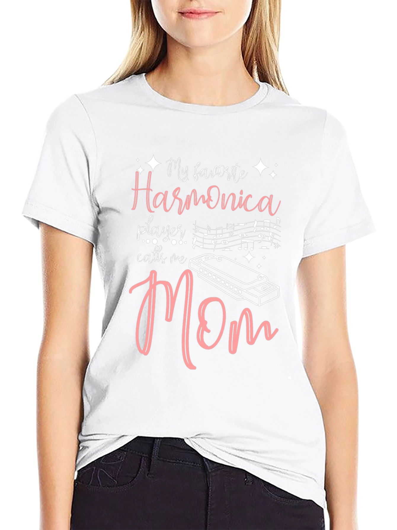 Harmonica Player Mom Black T-Shirt - Music Lover Gift