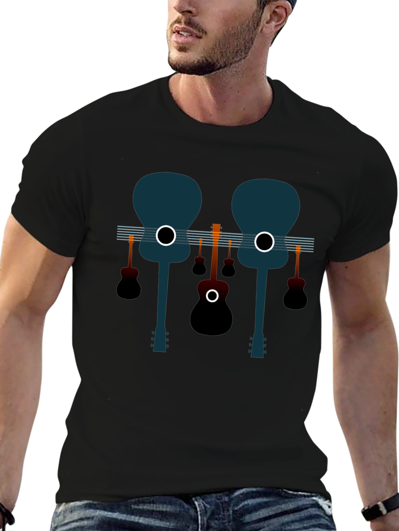 Guitar Graphic Black Tee - Musical Style