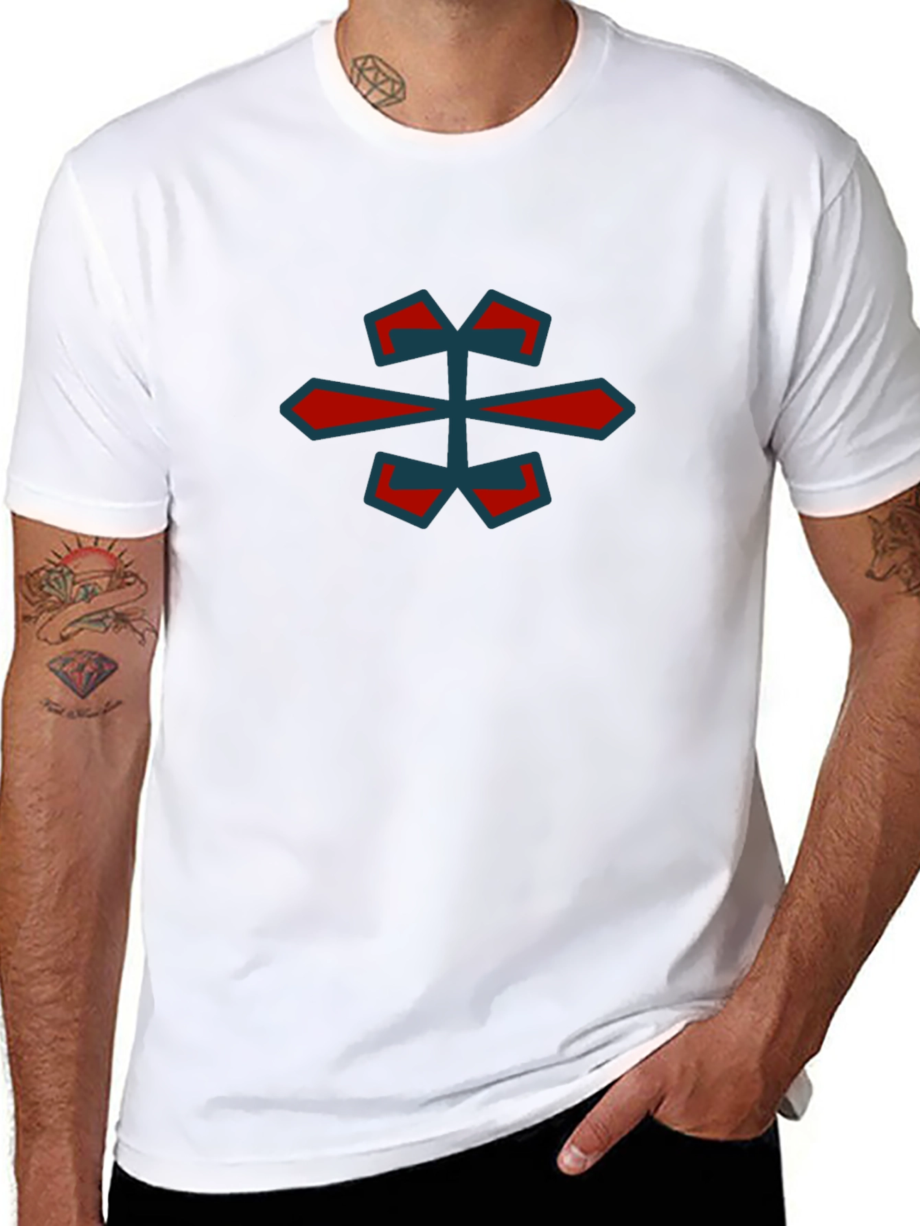 Geometric Graphic Tee - Stylish Black Cotton Shirt