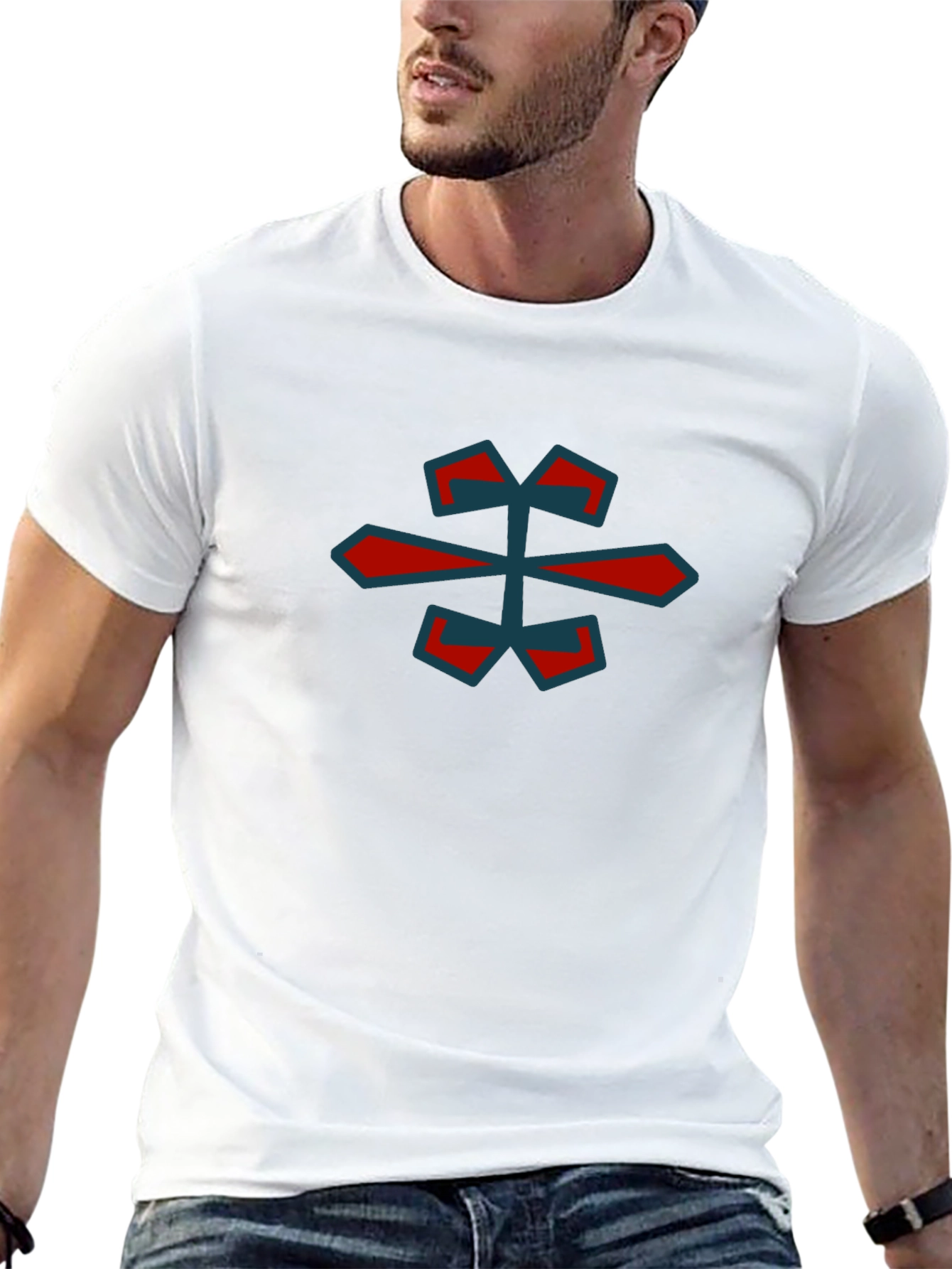 Geometric Graphic Tee - Stylish Black Cotton Shirt