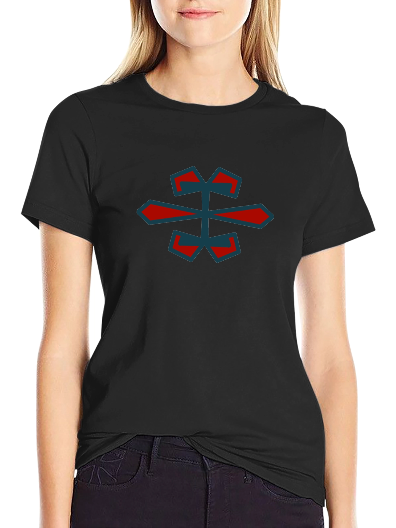 Geometric Graphic Tee - Stylish Black Cotton Shirt