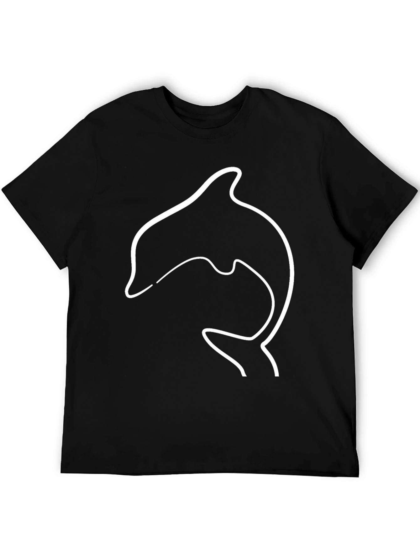 Dolphin Outline Graphic Tee - Black Casual T-Shirt