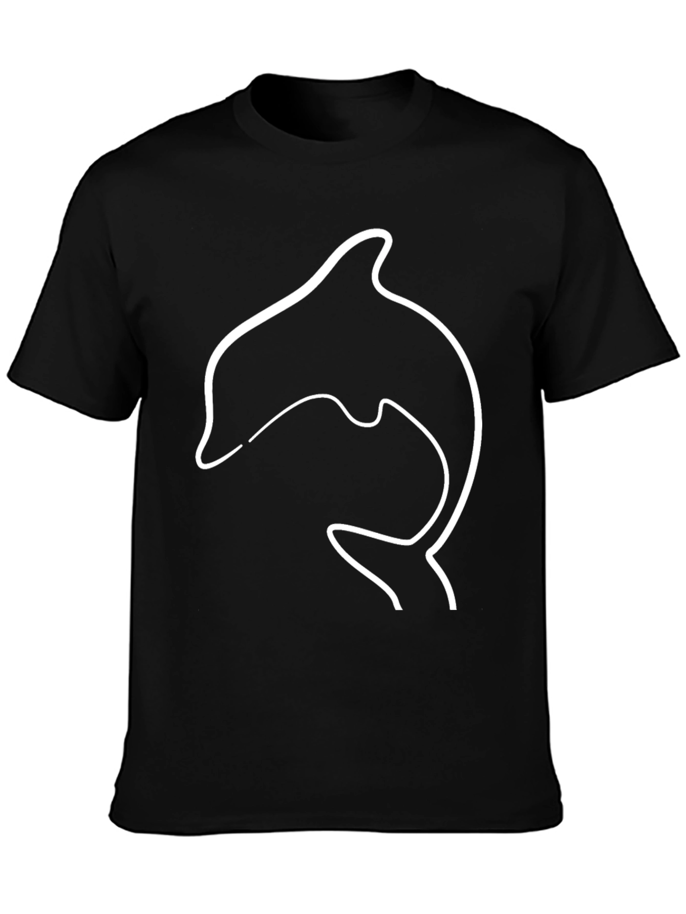 Dolphin Outline Graphic Tee - Black Casual T-Shirt