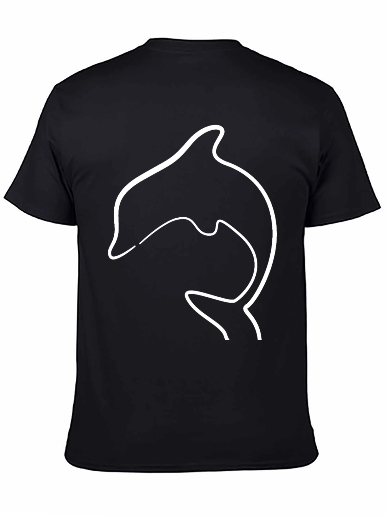 Dolphin Outline Graphic Tee - Black Casual T-Shirt