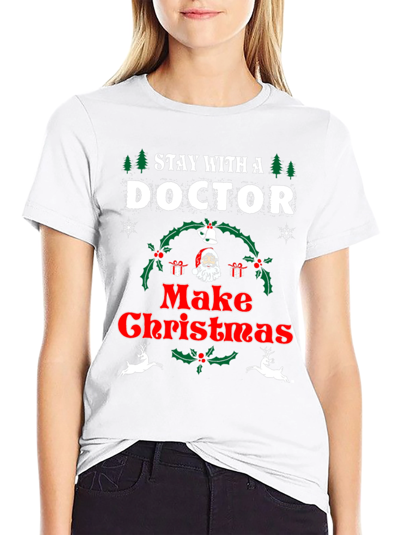 Stay With A Doctor Christmas T-Shirt