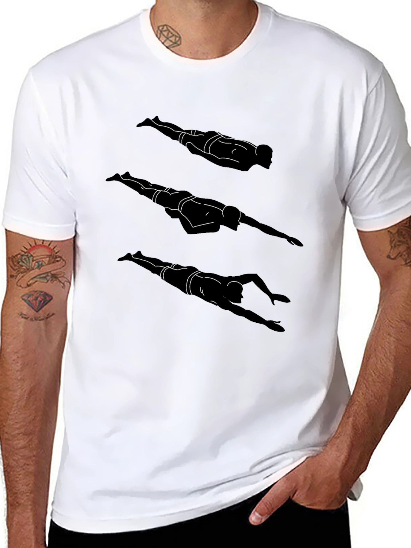 Swimmer Silhouette Graphic T-Shirt - Stylish Black Tee
