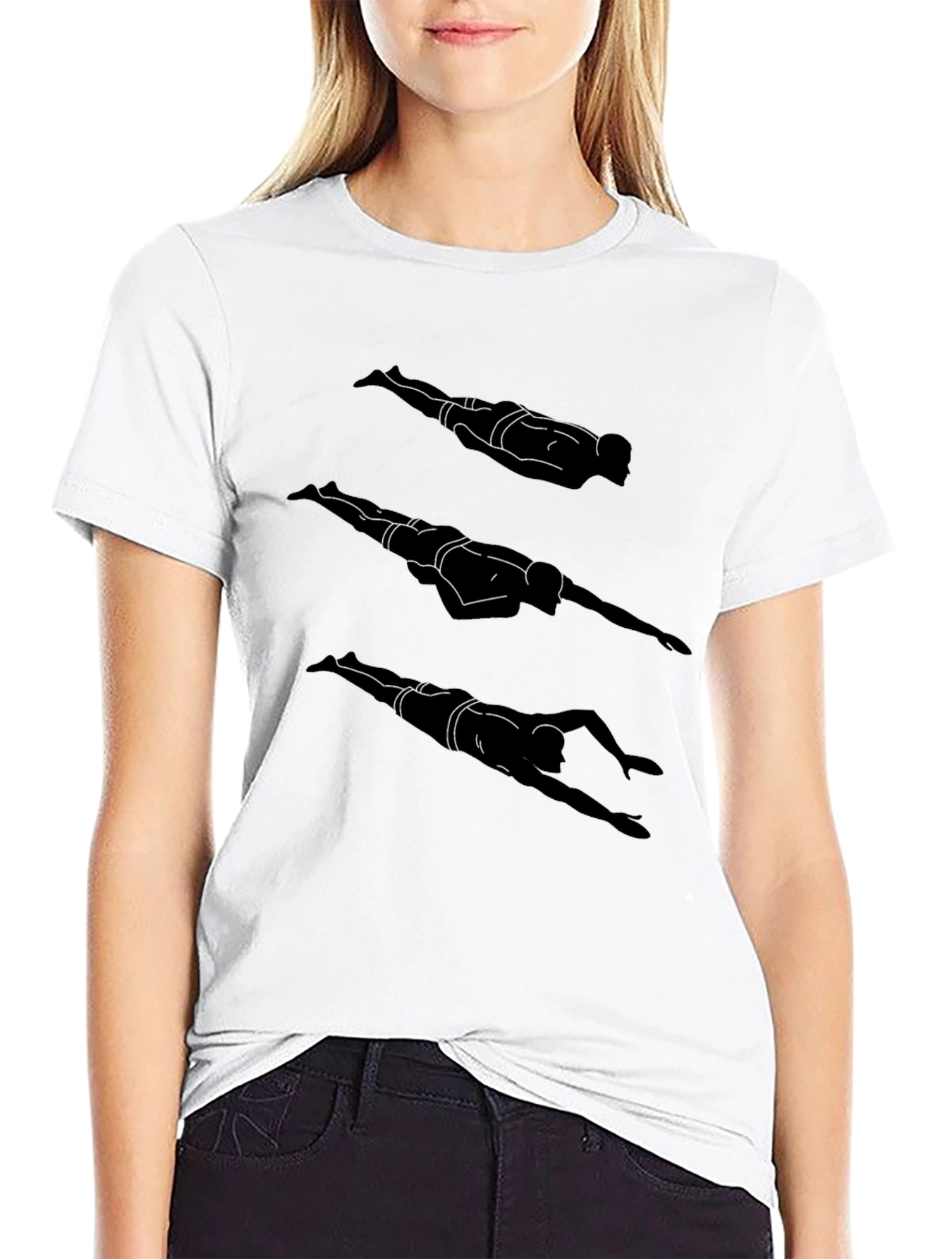 Swimmer Silhouette Graphic T-Shirt - Stylish Black Tee