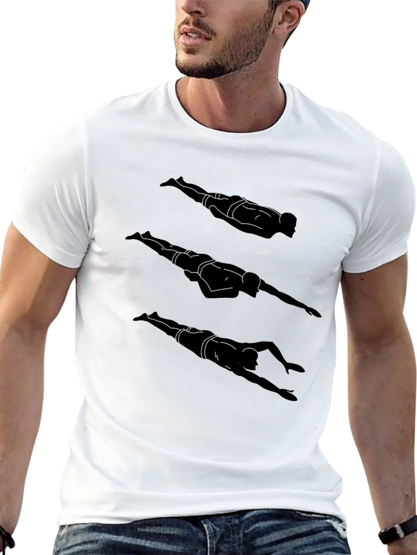 Swimmer Silhouette Graphic T-Shirt - Stylish Black Tee