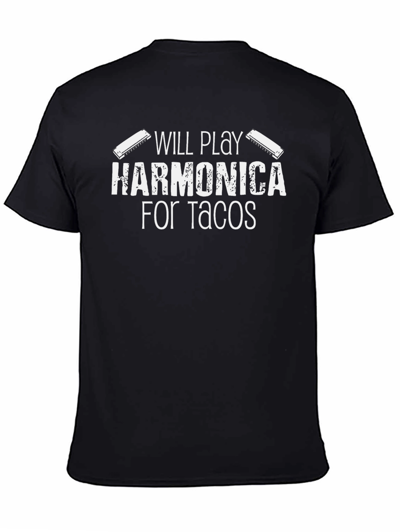 Harmonica for Tacos Black Graphic Tee
