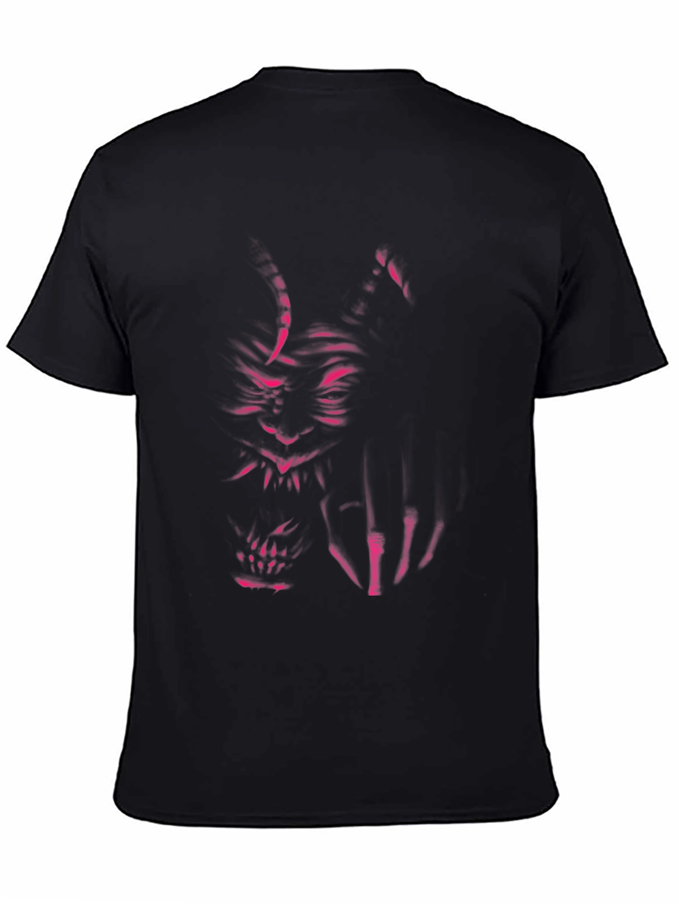 Mens Black T-Shirt with Oni Demon Graphic