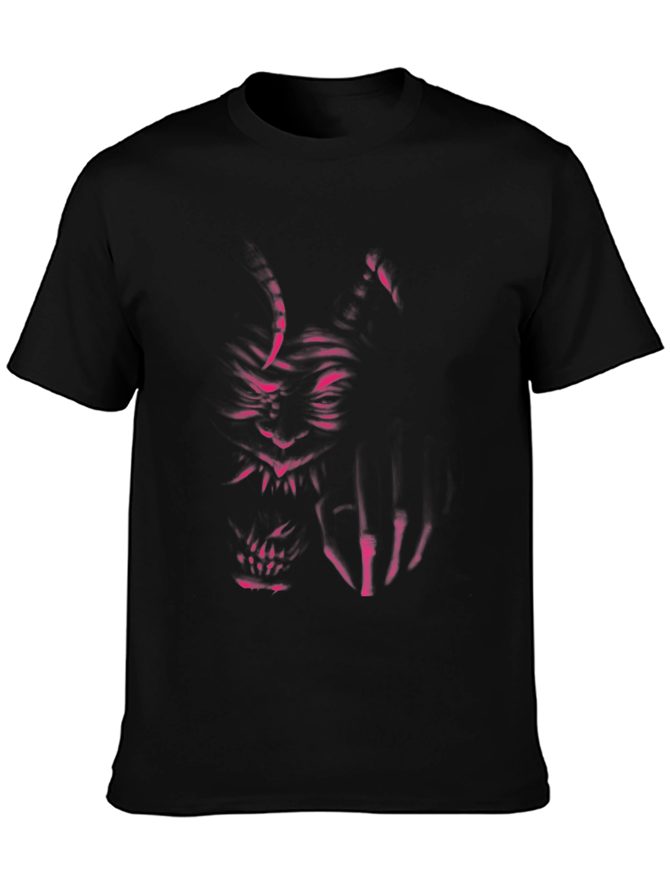Mens Black T-Shirt with Oni Demon Graphic