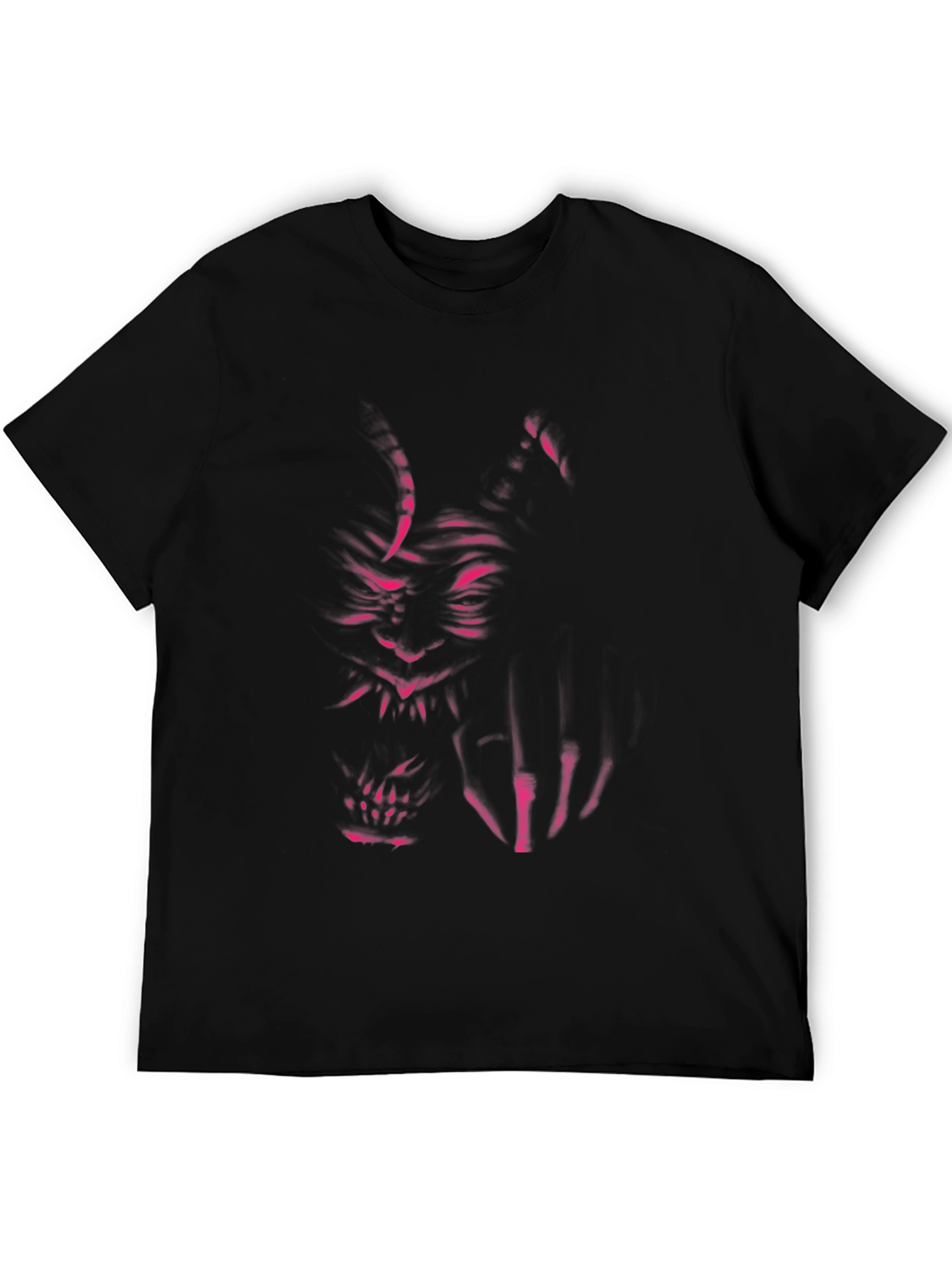 Mens Black T-Shirt with Oni Demon Graphic