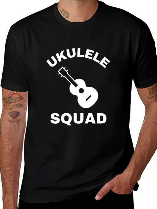 Ukulele Squad Graphic Tee - Black Cotton Blend T-Shirt