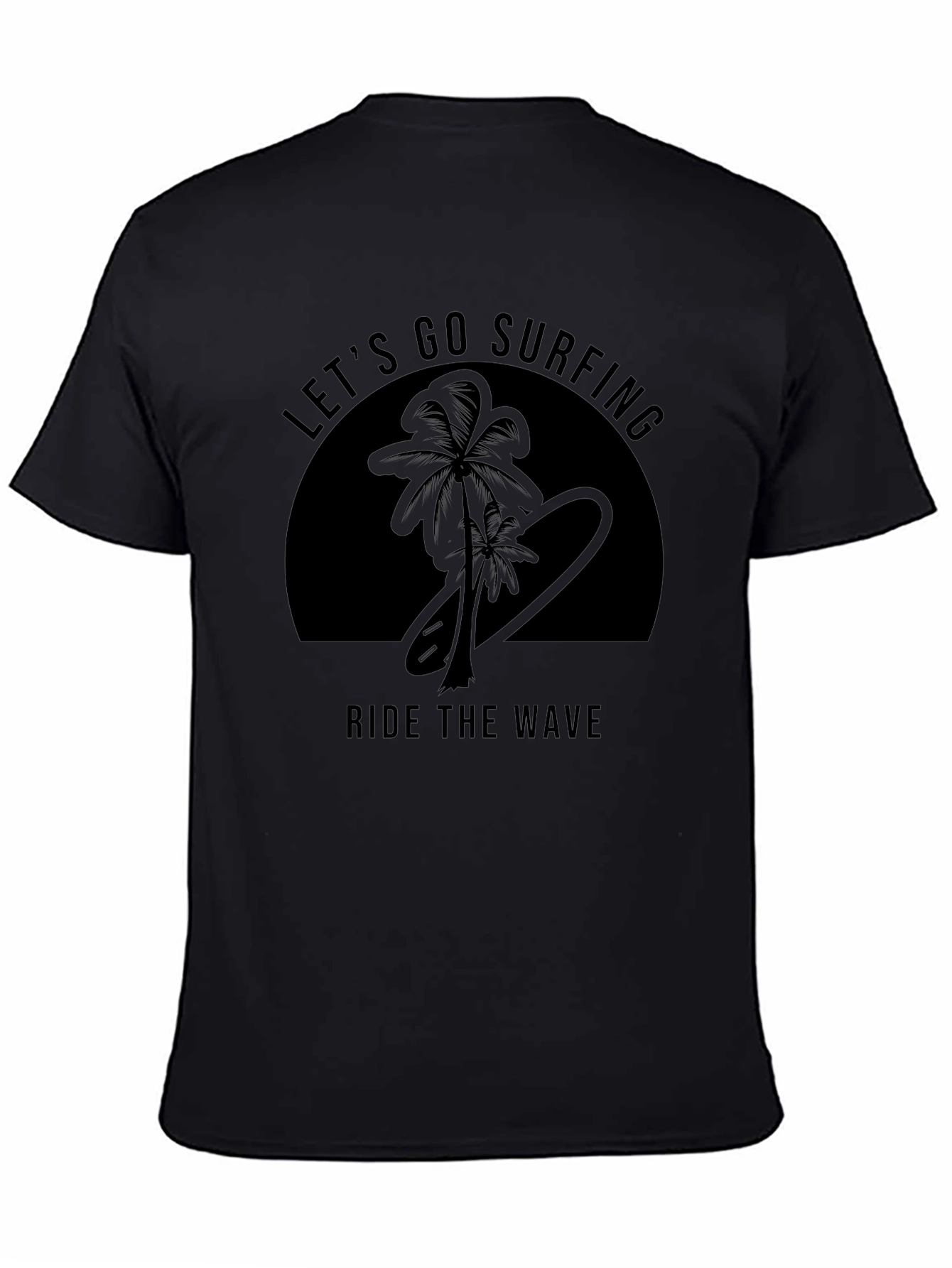 Lets Go Surfing Mens Black T-Shirt