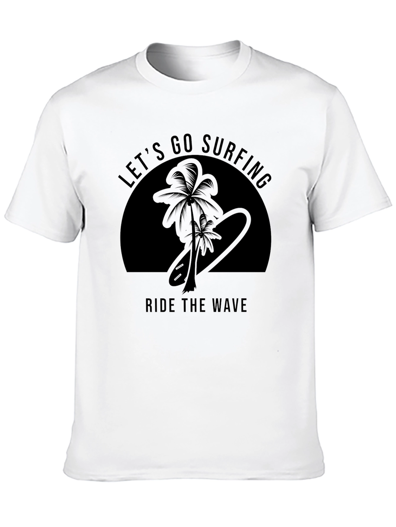 Lets Go Surfing Mens Black T-Shirt