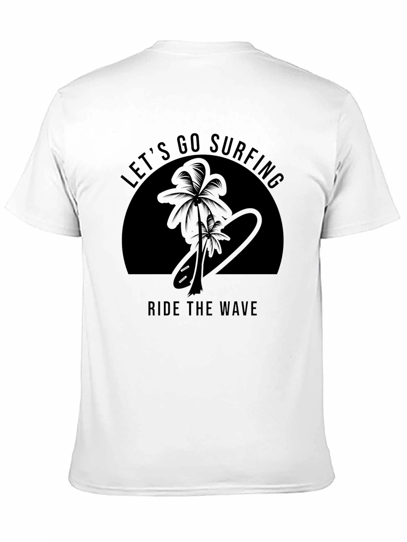 Lets Go Surfing Mens Black T-Shirt