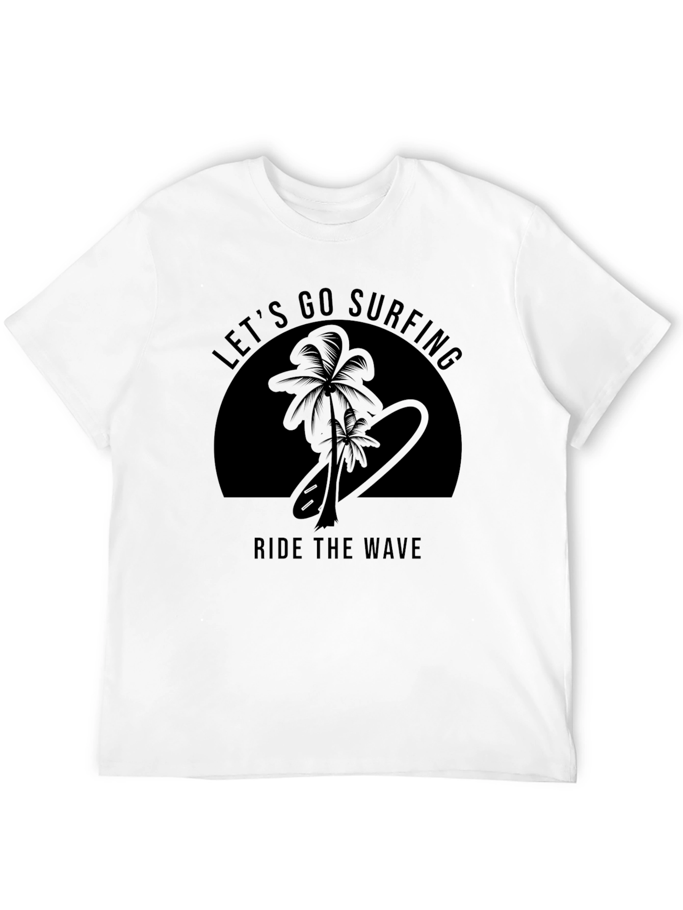Lets Go Surfing Mens Black T-Shirt