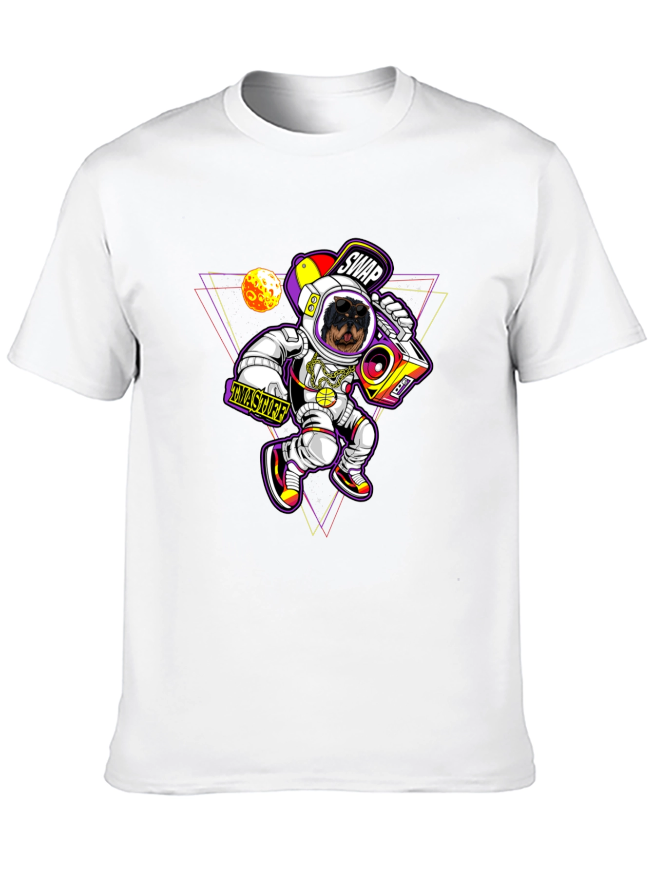 Rottweiler Astronaut Black T-Shirt