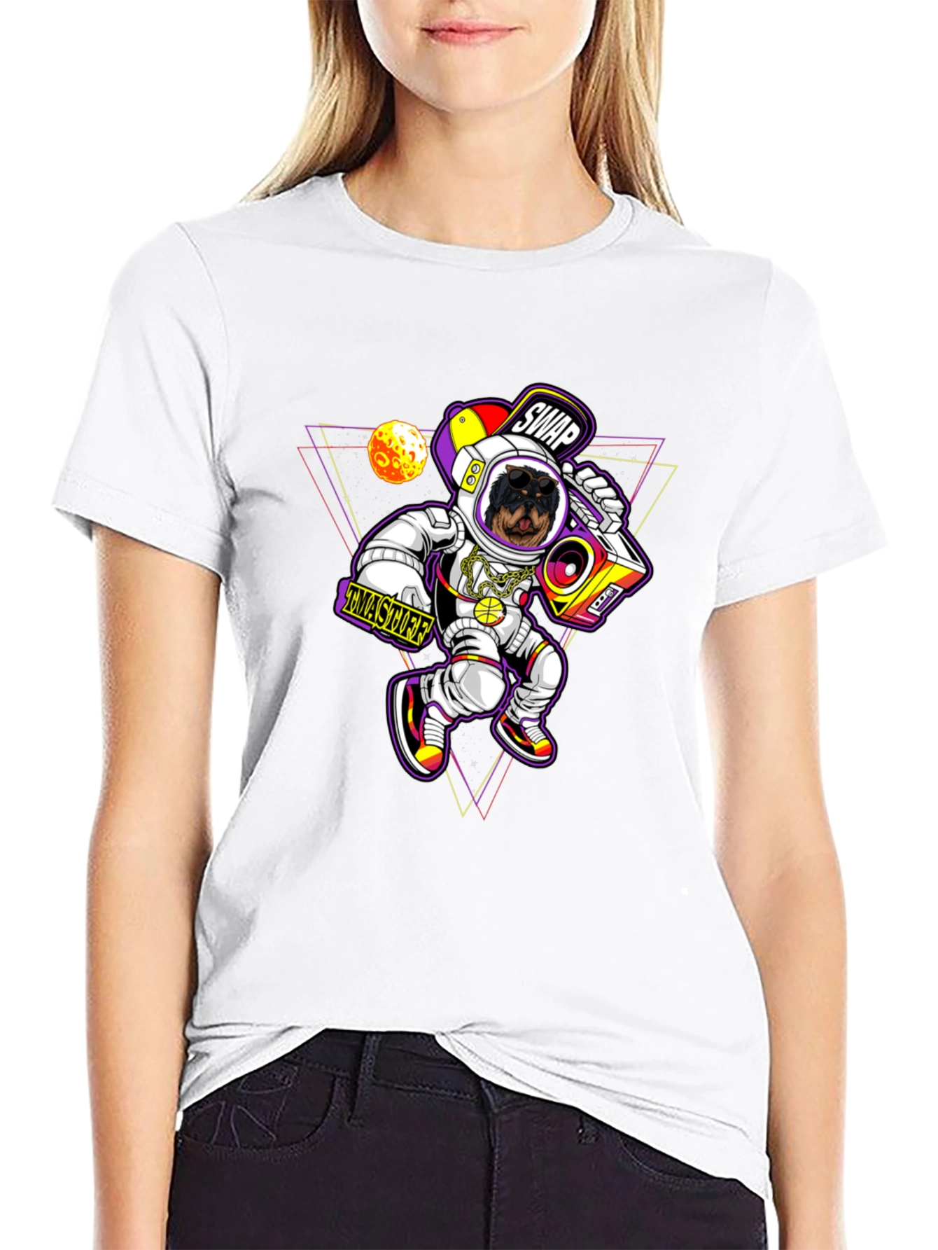 Rottweiler Astronaut Black T-Shirt