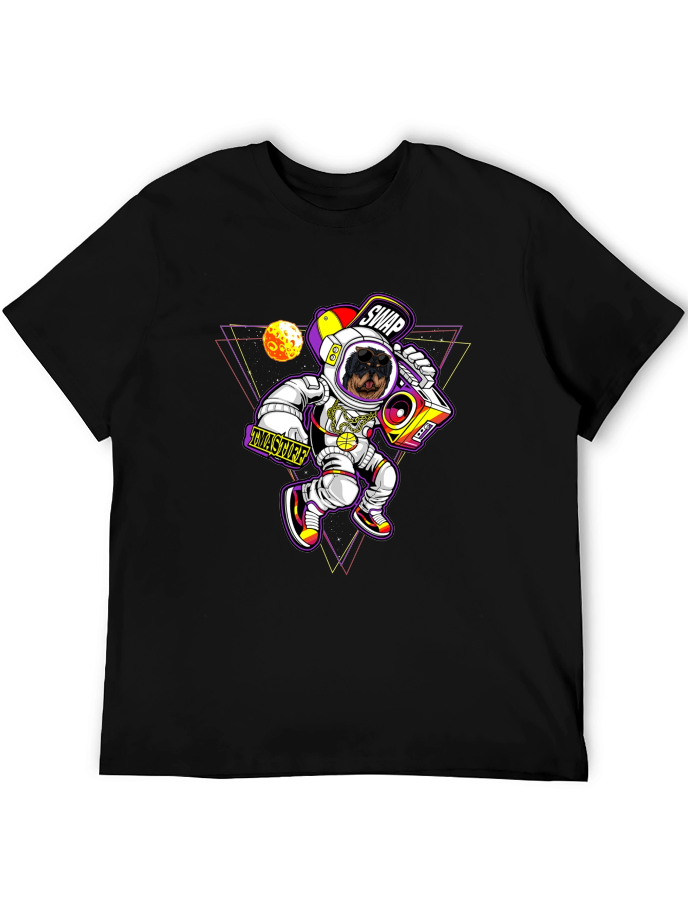 Rottweiler Astronaut Black T-Shirt