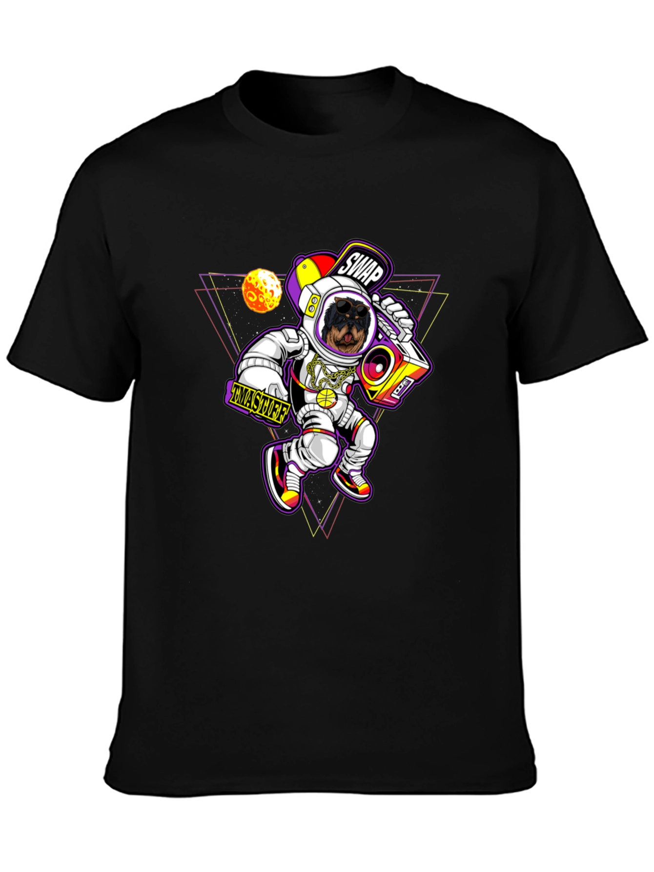 Rottweiler Astronaut Black T-Shirt